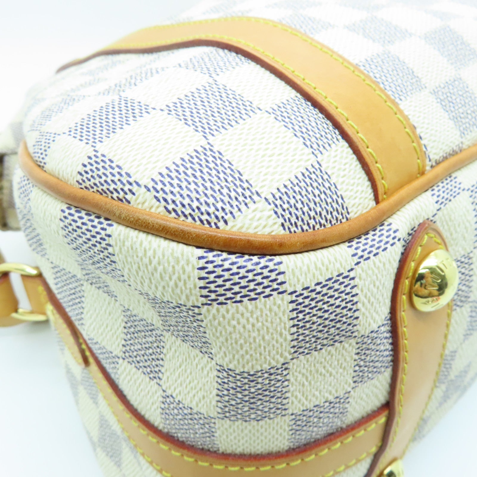 LOUIS VUITTON Damier Azur Stresa GM Gold Buckle Shoulder Bag White