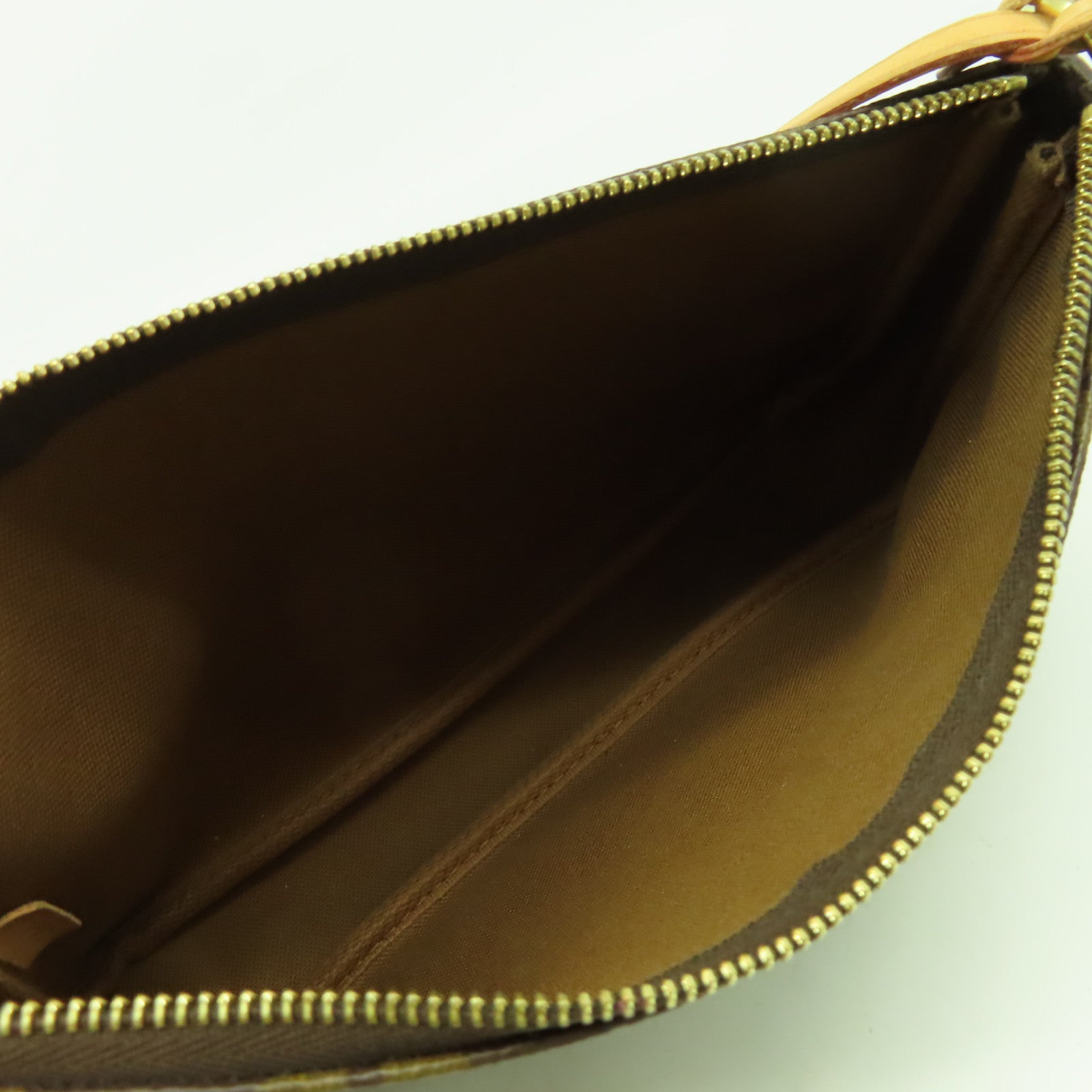 LOUIS VUITTON Monogram Pochette Accessories金扣肩背袋啡色