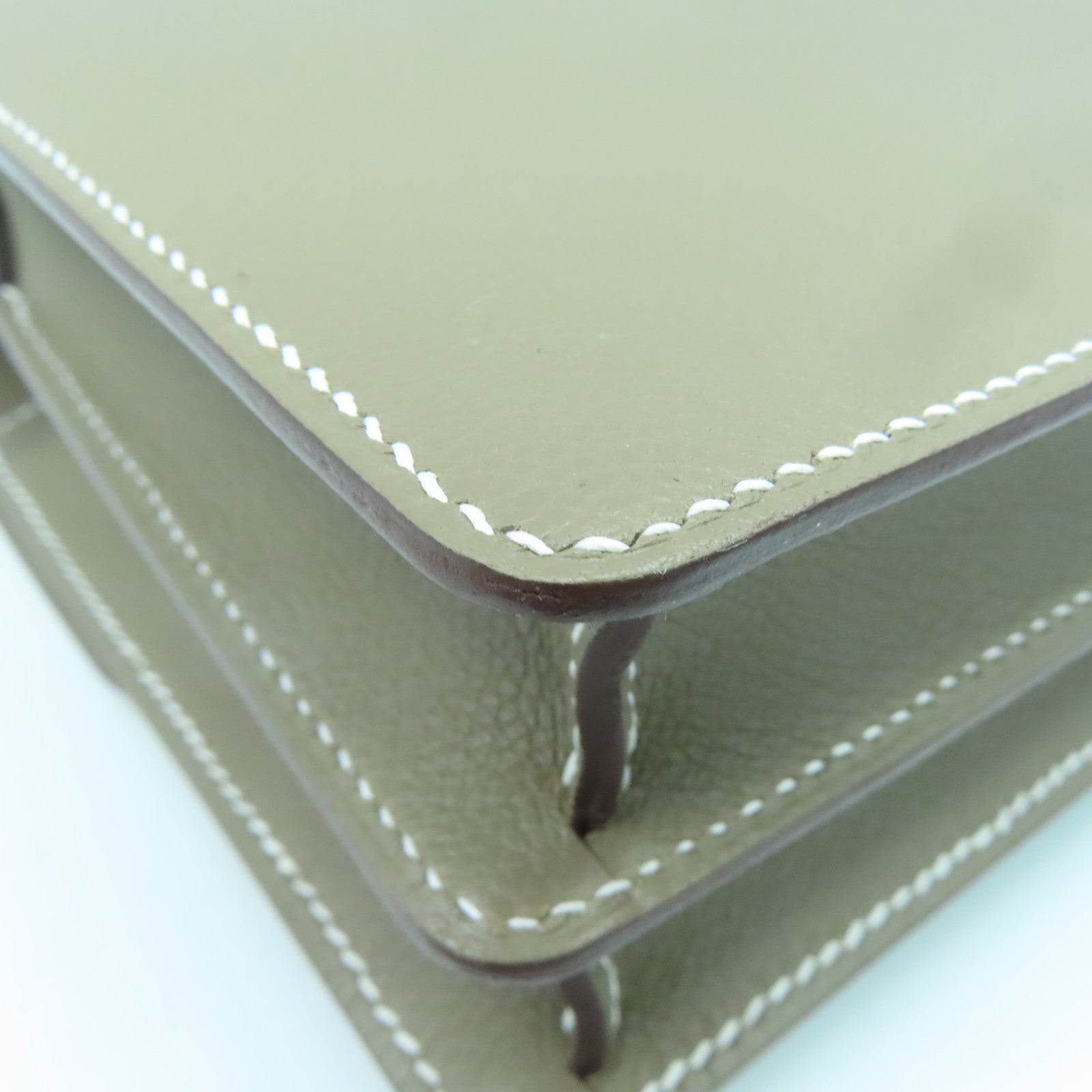 HERMES Evercolor Leather Mini Roulis Silver Buckle Shoulder Bag Elephant Gray