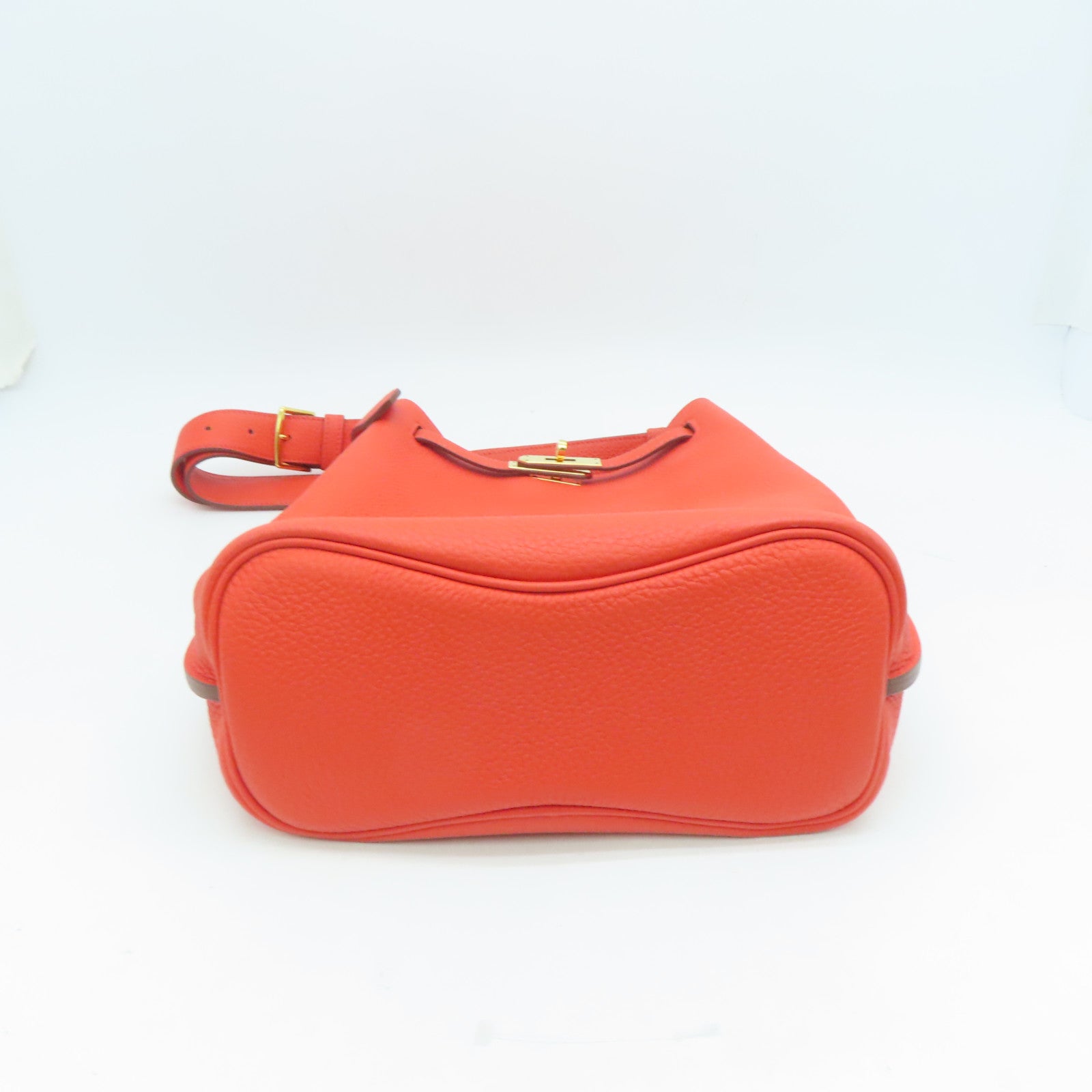 HERMES Togo皮革So Kelly 22 Shoulder Bag金扣肩背袋橙色9T