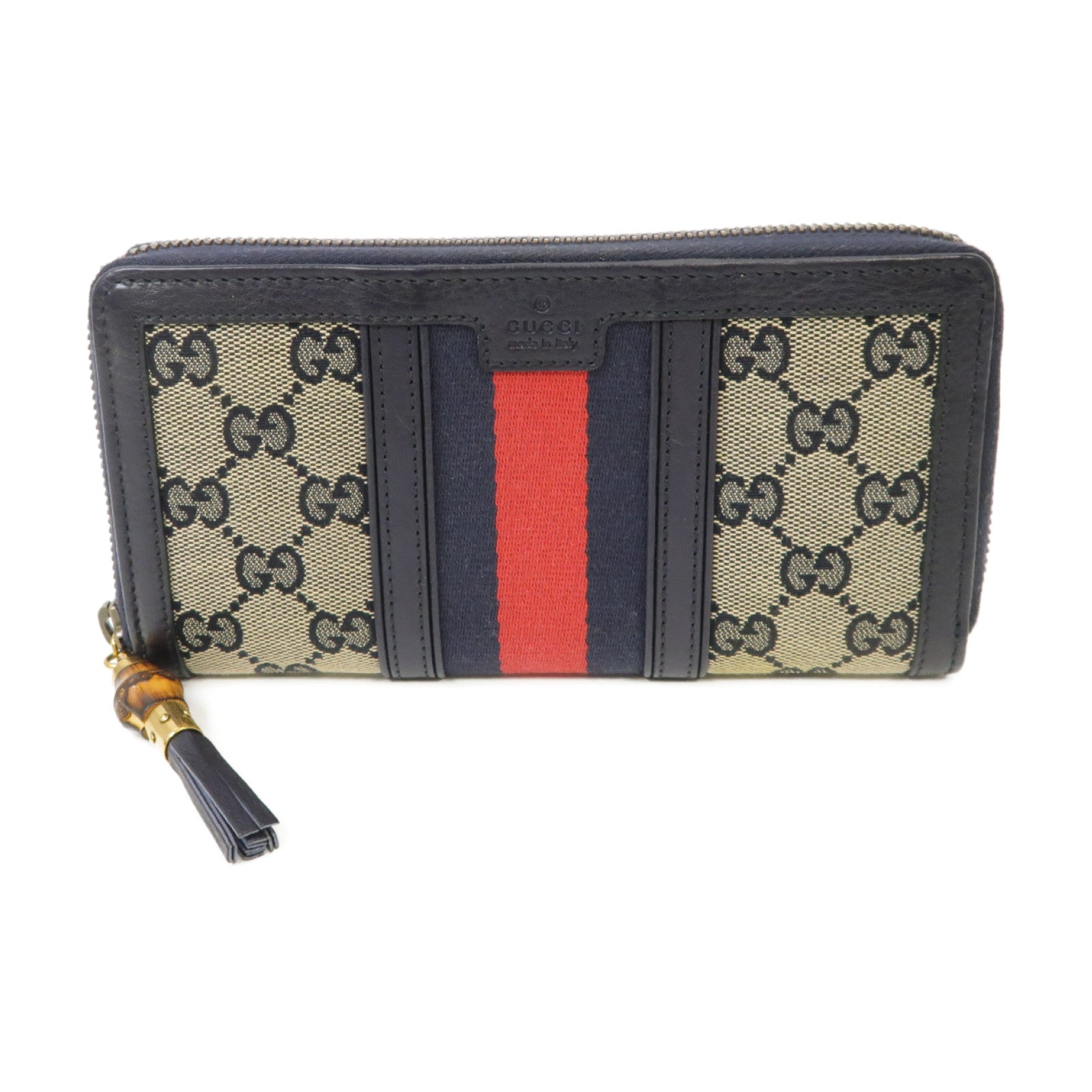 GUCCI 帆布Long Wallet金扣長錢包藍色米色
