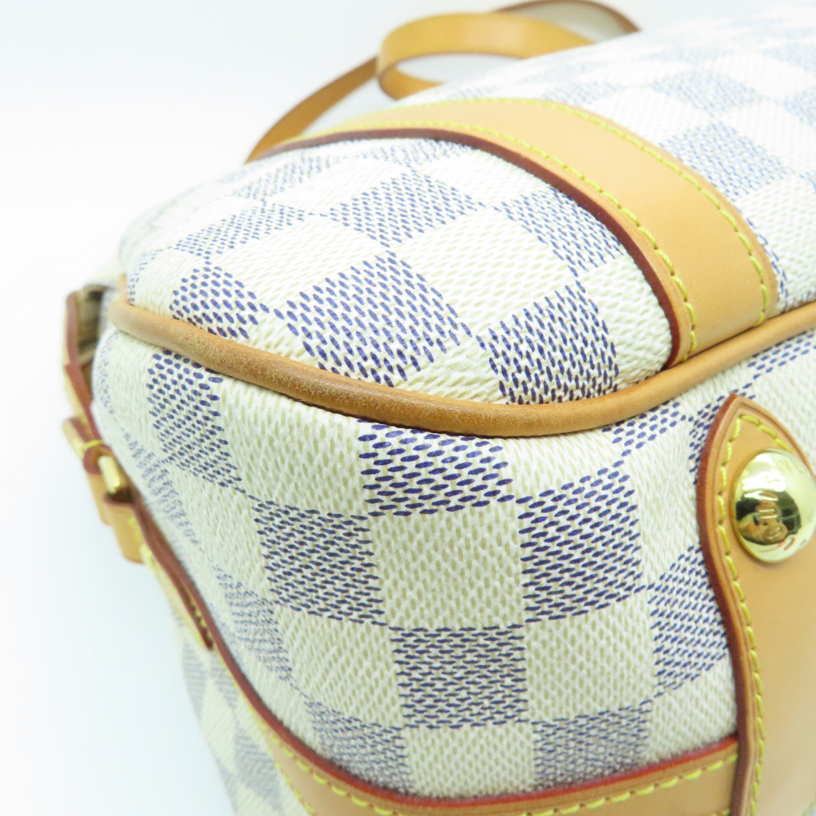 LOUIS VUITTON Damier Azur Stresa GM Gold Buckle Shoulder Bag White