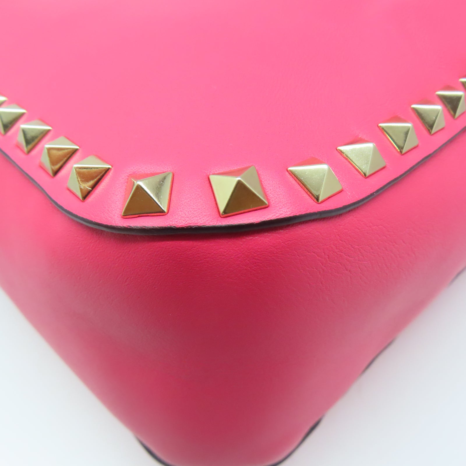 Valentino 牛皮皮革Shoulder Bag金扣肩背袋粉紅色