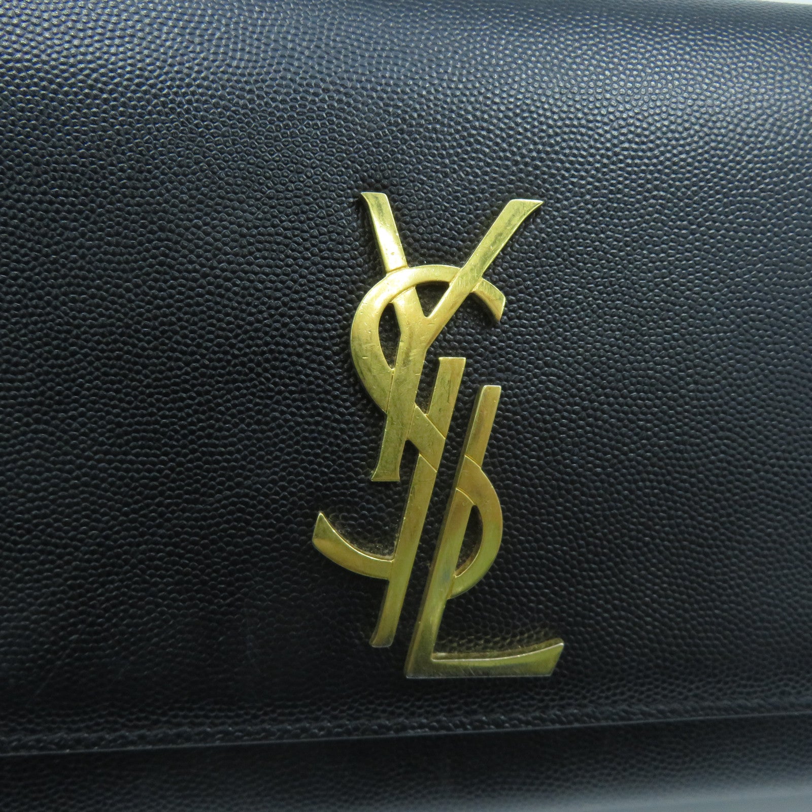 SAINT LAURENT 牛皮皮革Chain Shoulder金扣鏈帶肩背袋黑色