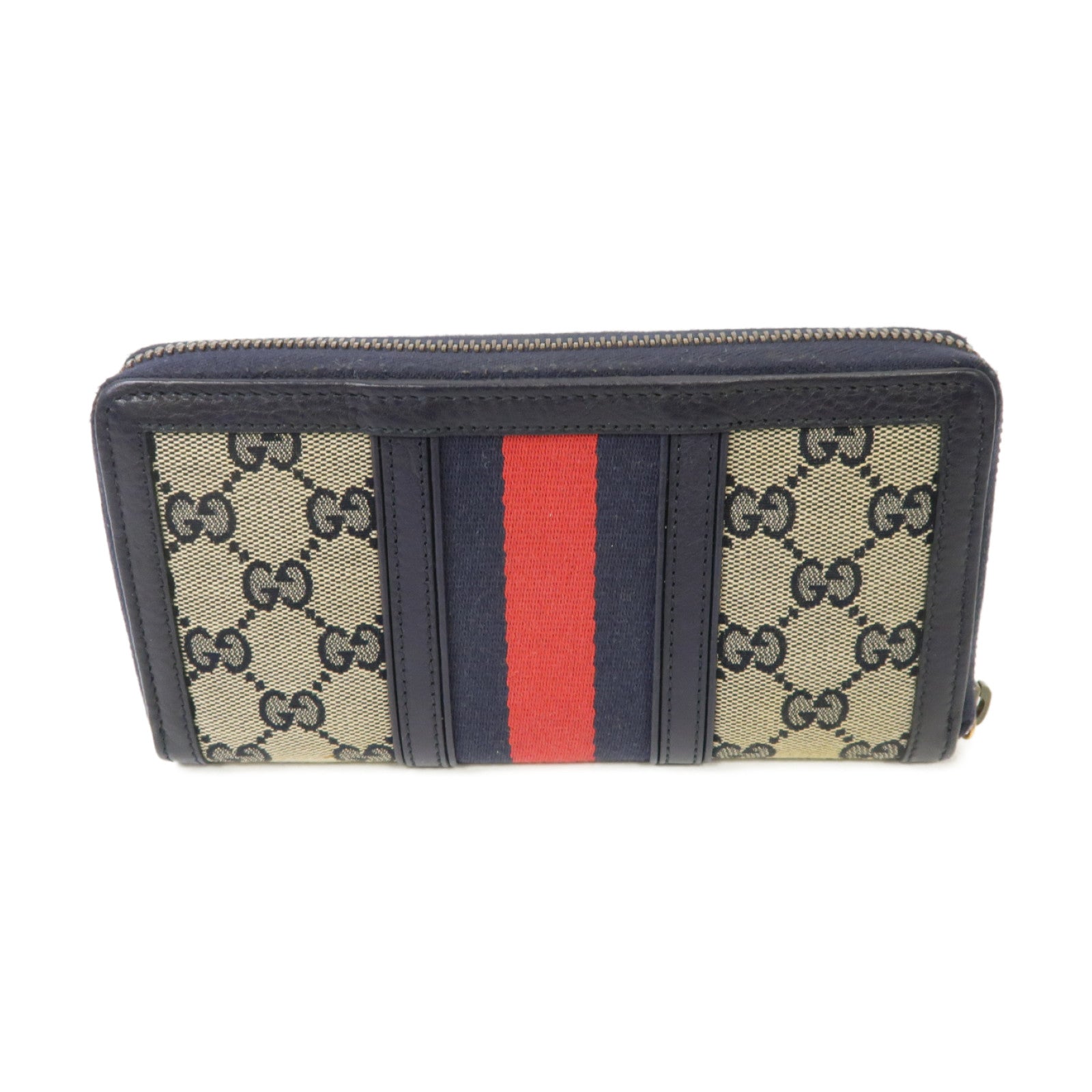GUCCI 帆布Long Wallet金扣長錢包藍色米色