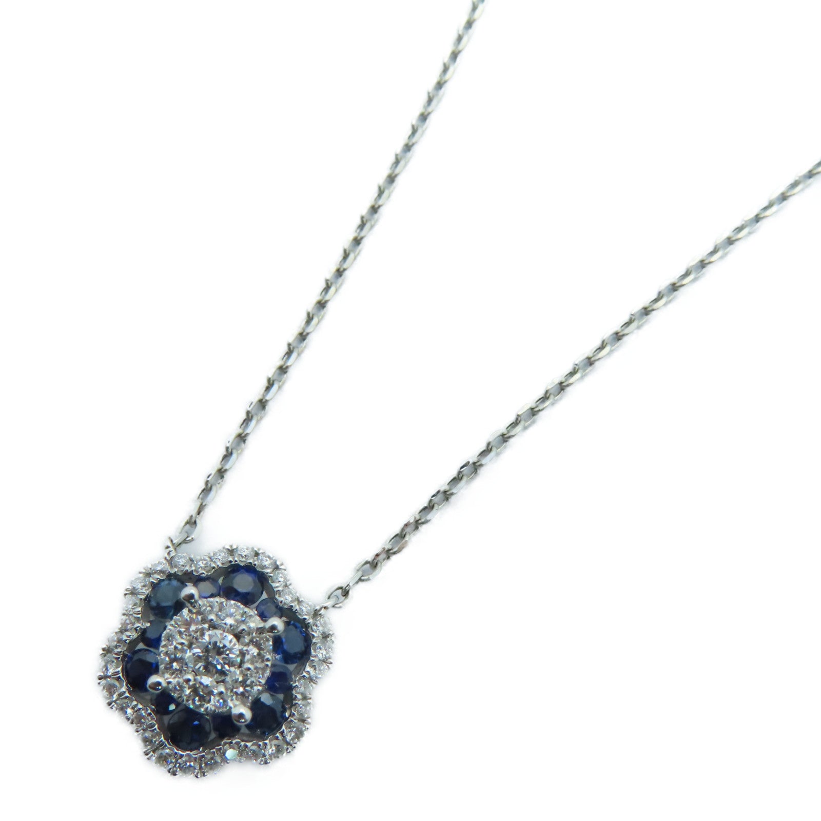 JEWELRY 【激减优惠】14K白金Sapphire Necklace 0.35ct蓝宝石/0.31ct钻石项链