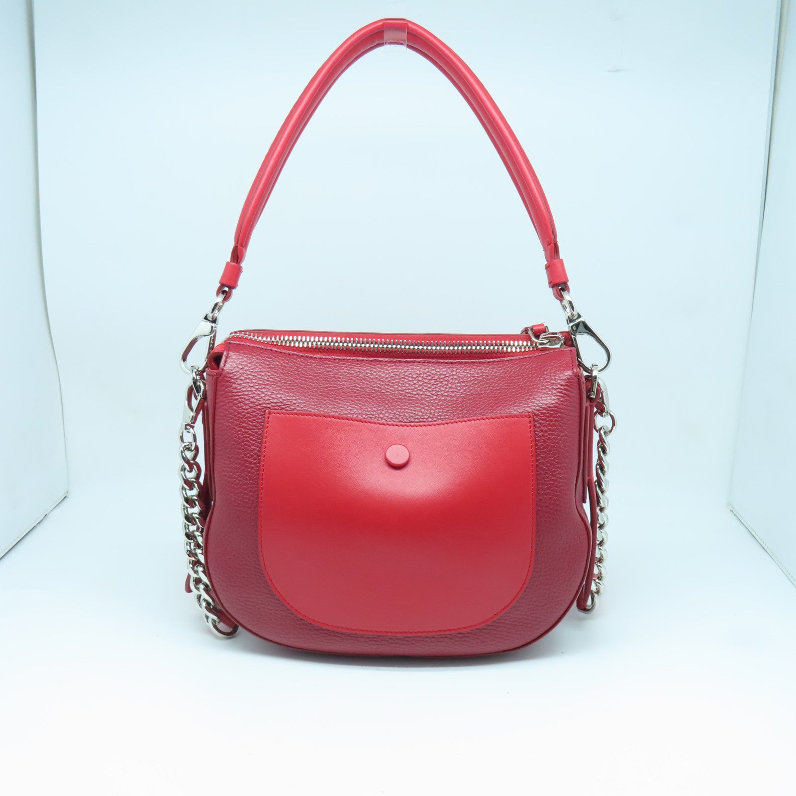 TOD'S 牛皮皮革Shoulder Bag银扣肩背袋红色