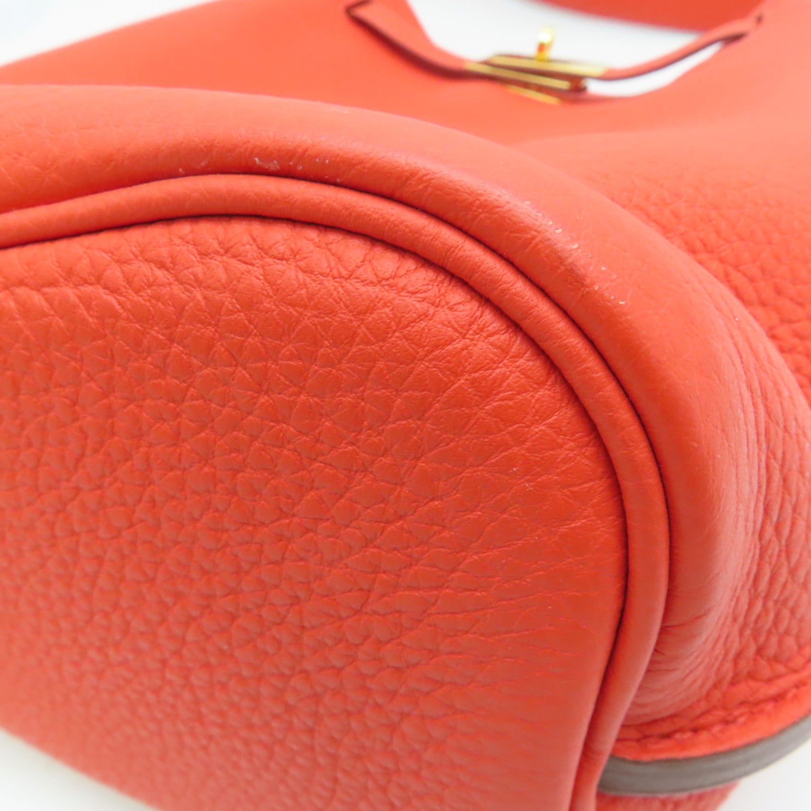 HERMES Togo皮革So Kelly 22 Shoulder Bag金扣肩背袋橙色9T