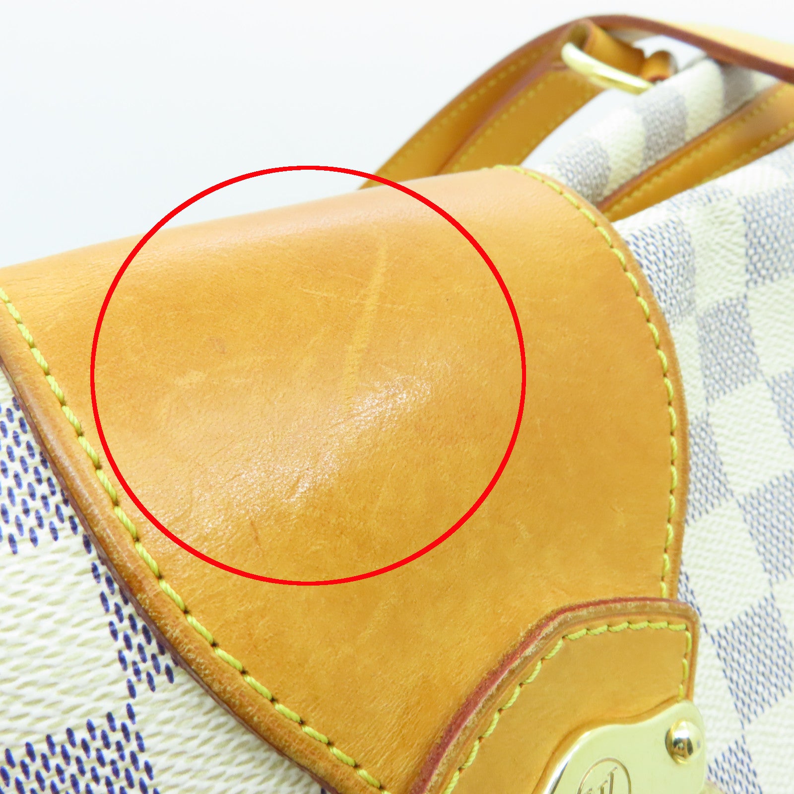 LOUIS VUITTON Damier Azur Stresa GM Gold Buckle Shoulder Bag White