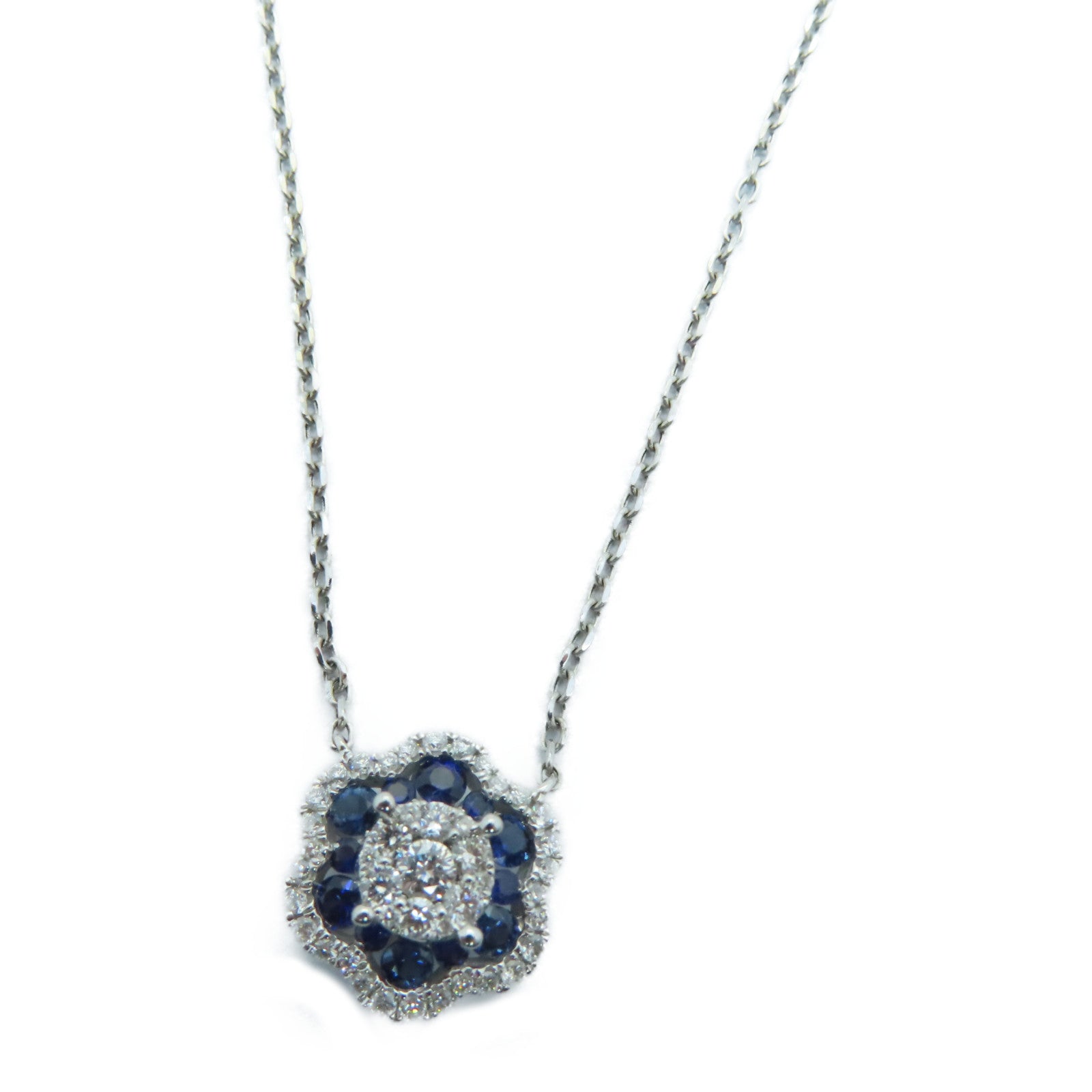JEWELRY 【激减优惠】14K白金Sapphire Necklace 0.35ct蓝宝石/0.31ct钻石项链