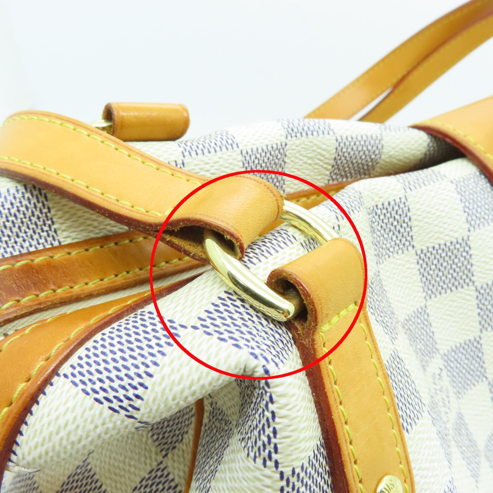 LOUIS VUITTON Damier Azur Stresa GM Gold Buckle Shoulder Bag White