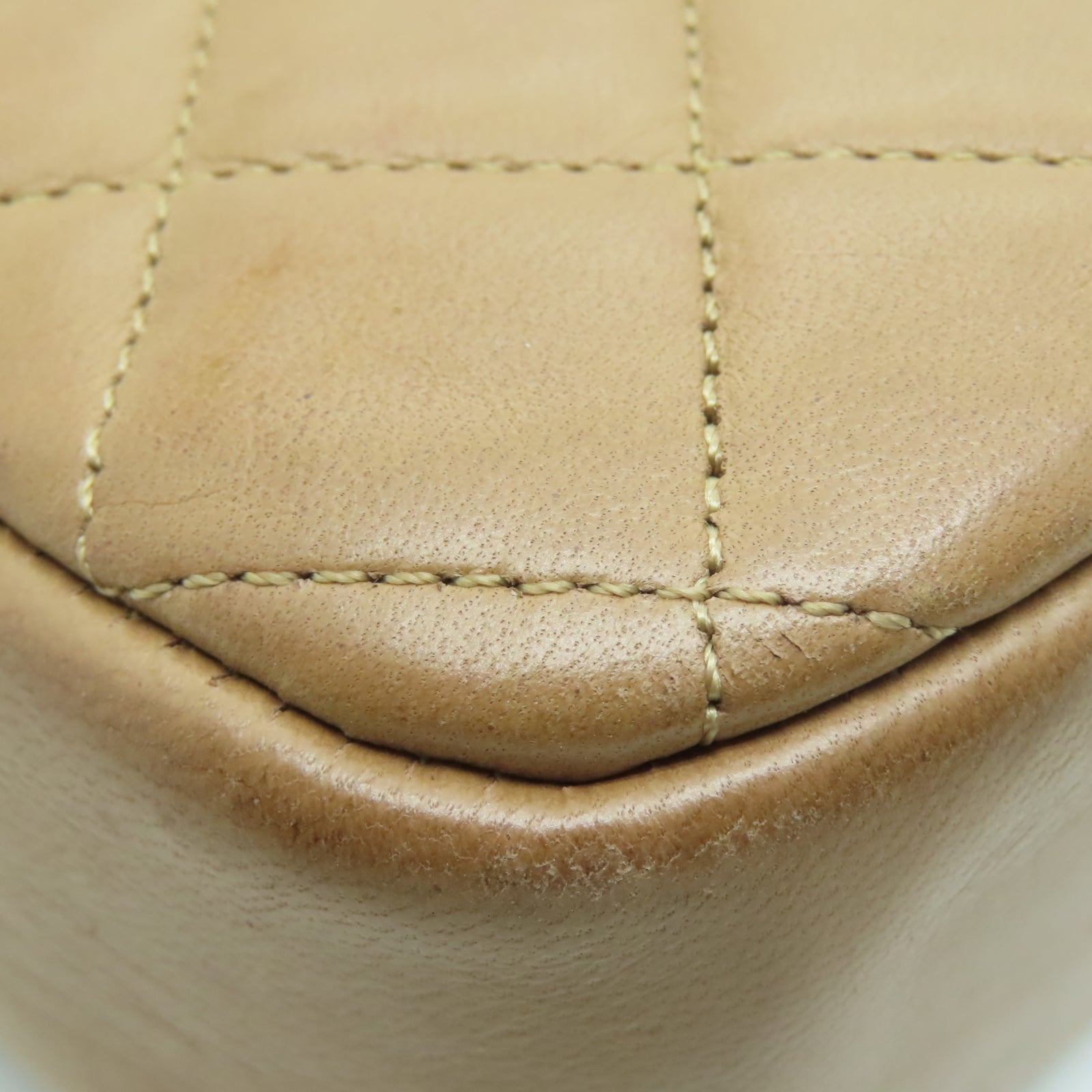 CHANEL Rhombus Sheepskin Leather Vintage Chain Tote Gold Buckle Chain Belt Shoulder Bag Brown