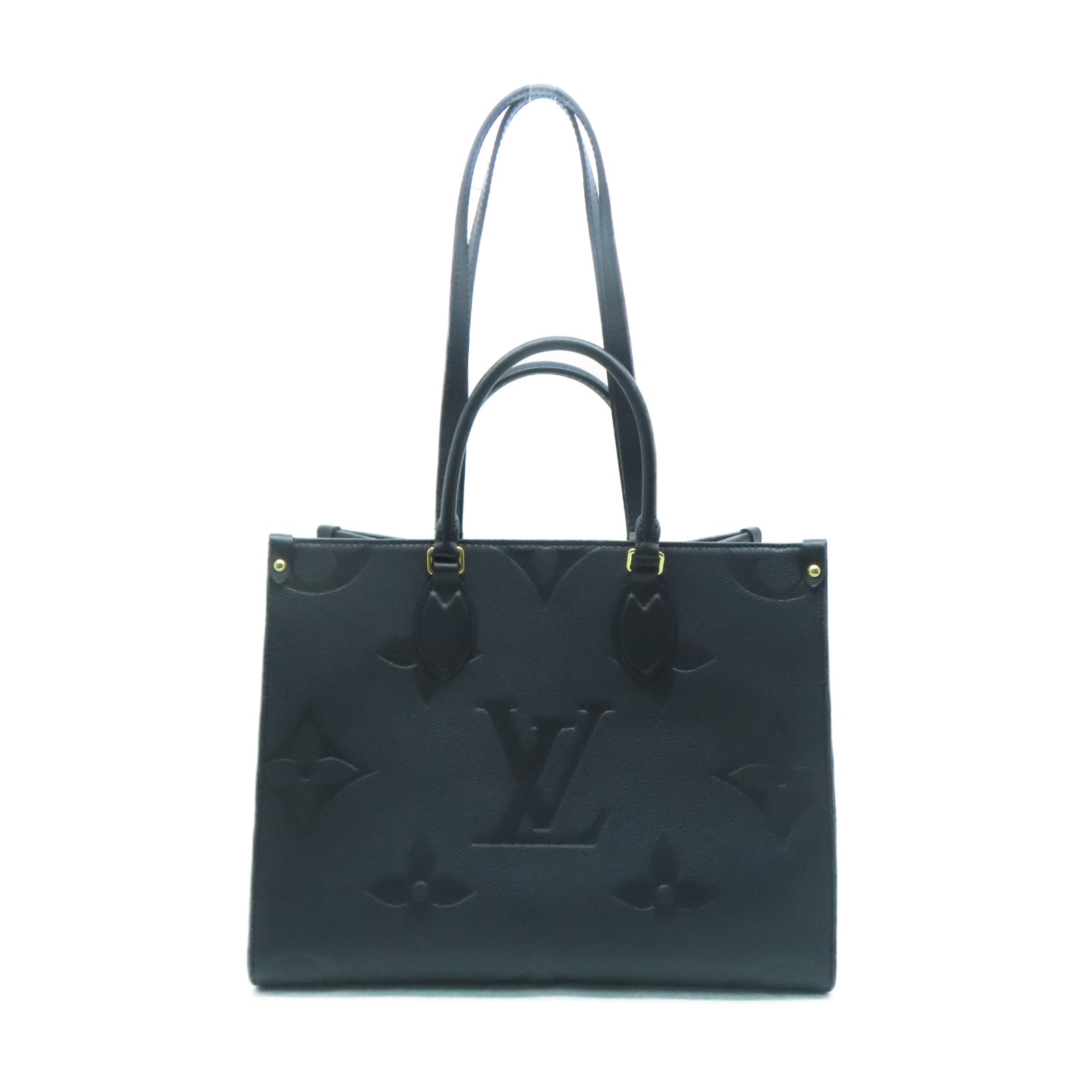 LOUIS VUITTON Monogram Empreinte OnTheGo MM金扣手挽肩背两用袋黑色