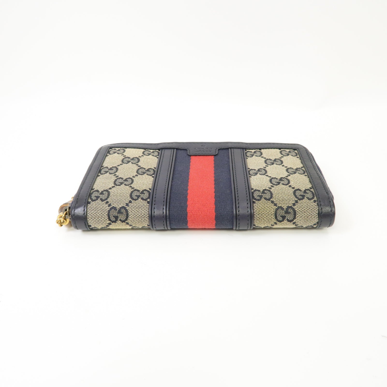 GUCCI 帆布Long Wallet金扣長錢包藍色米色