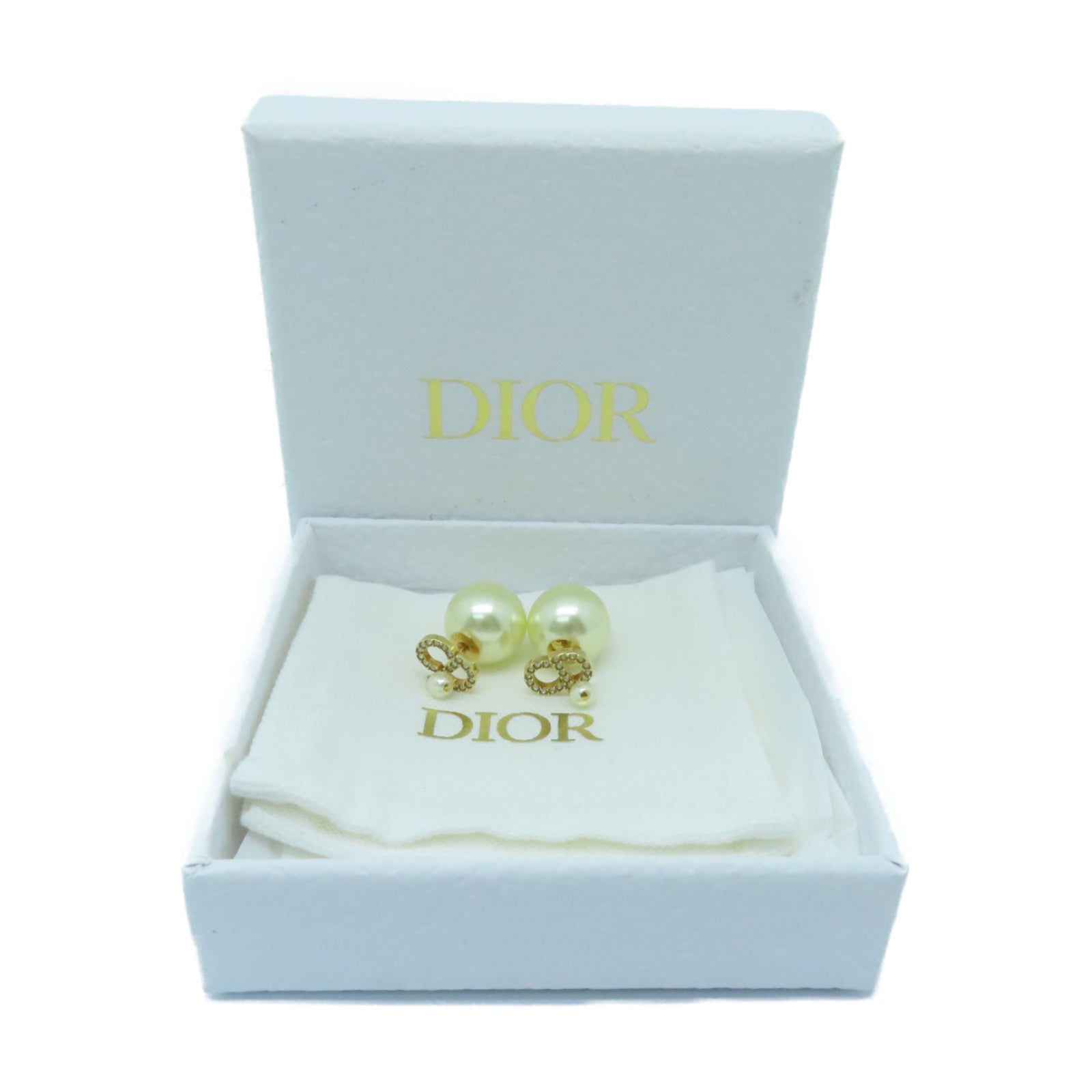 Dior PVC/金屬Earrings耳環金色/白色