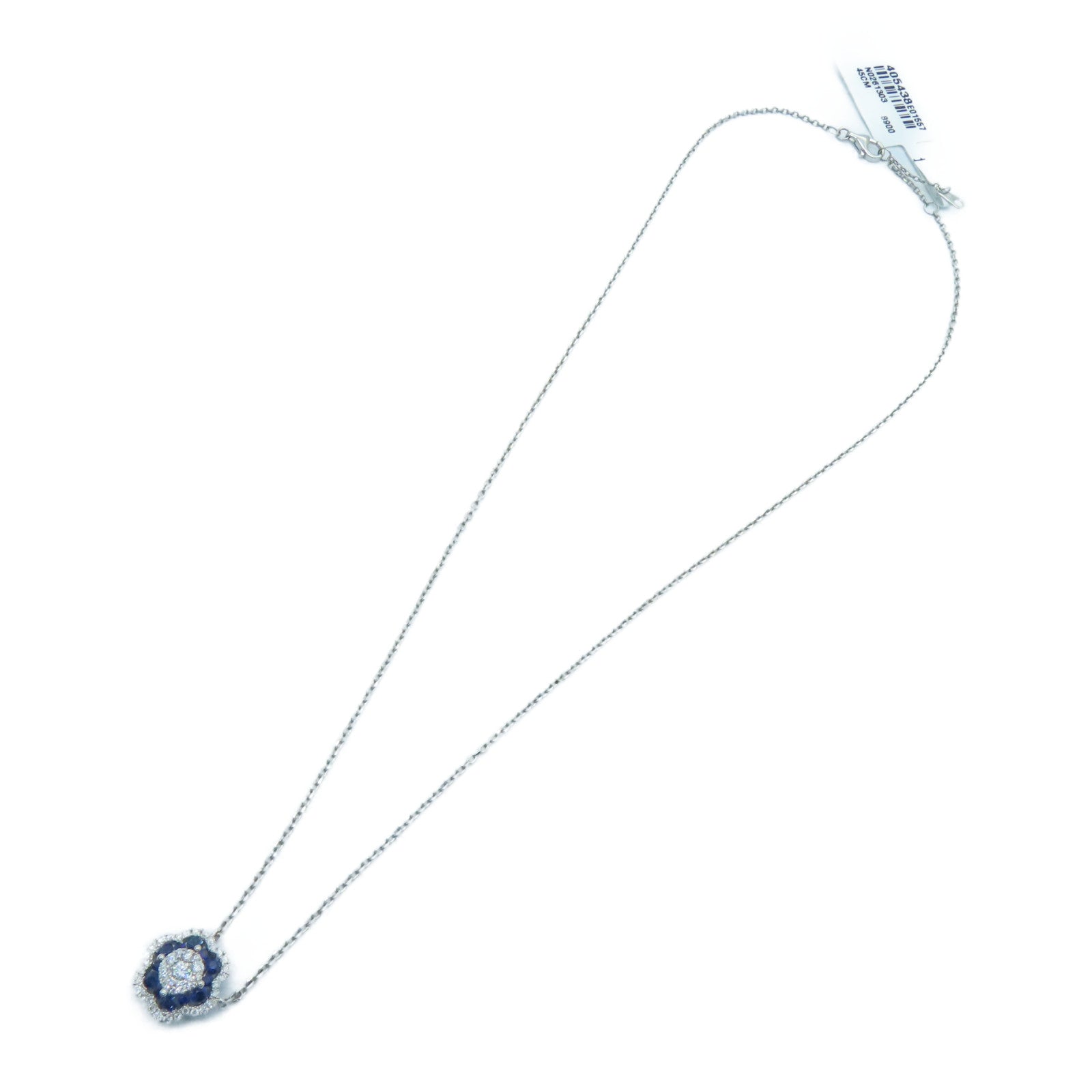JEWELRY 【激减优惠】14K白金Sapphire Necklace 0.35ct蓝宝石/0.31ct钻石项链