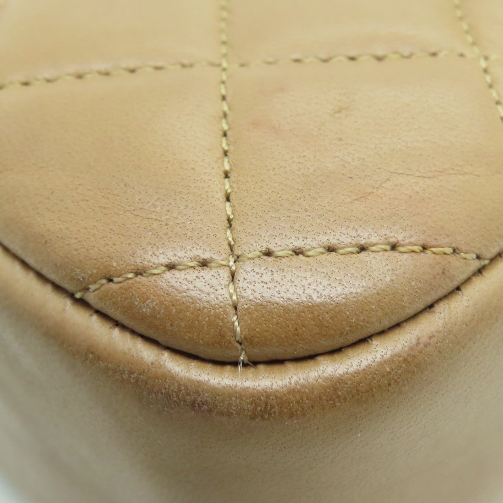 CHANEL Rhombus Sheepskin Leather Vintage Chain Tote Gold Buckle Chain Belt Shoulder Bag Brown