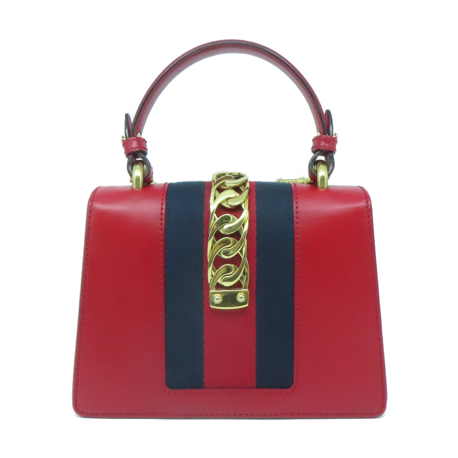 GUCCI 皮革Sylvie Mini Bag金扣手挽肩背兩用袋紅色