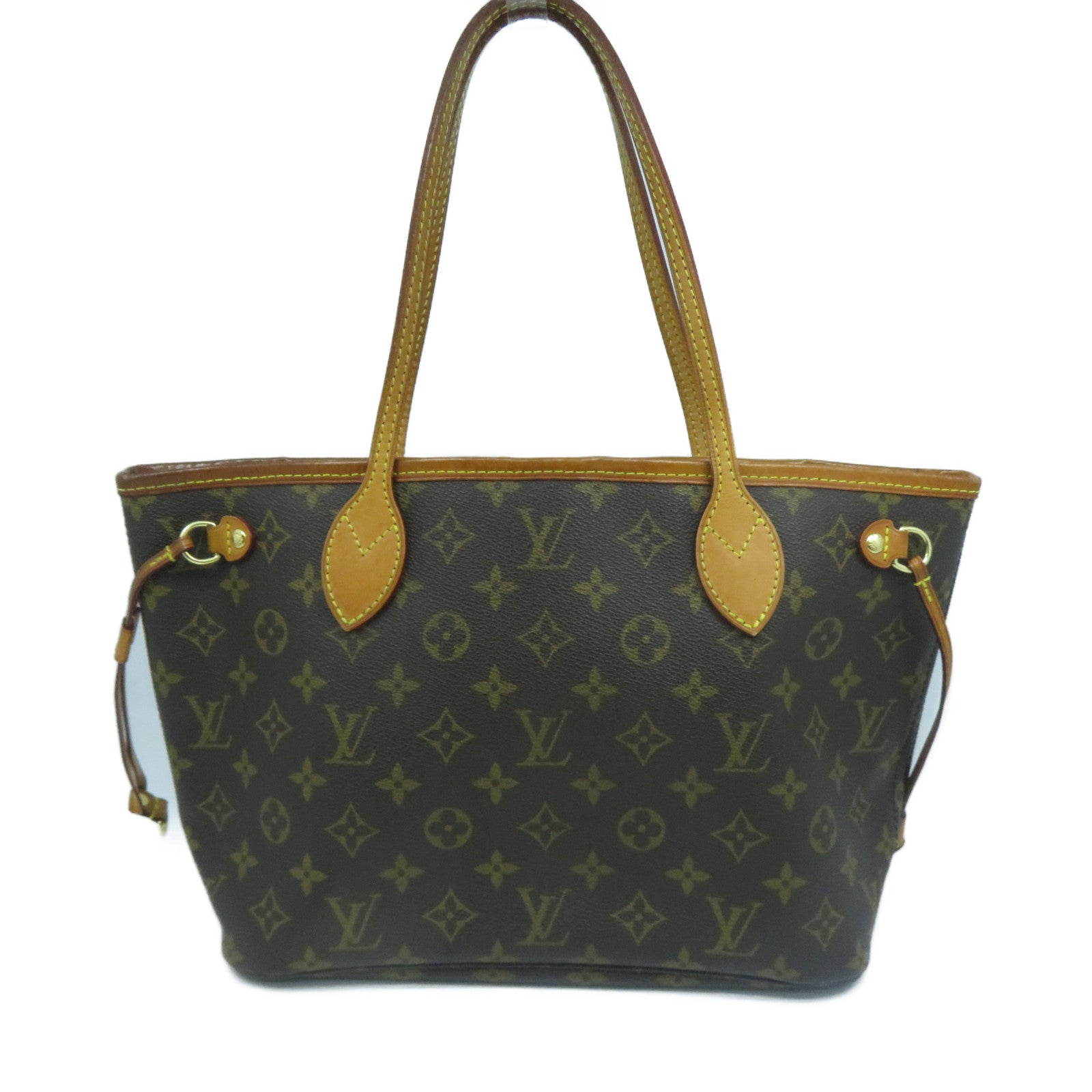 LOUIS VUITTON Monogram Neverfull PM金扣手挽袋啡色