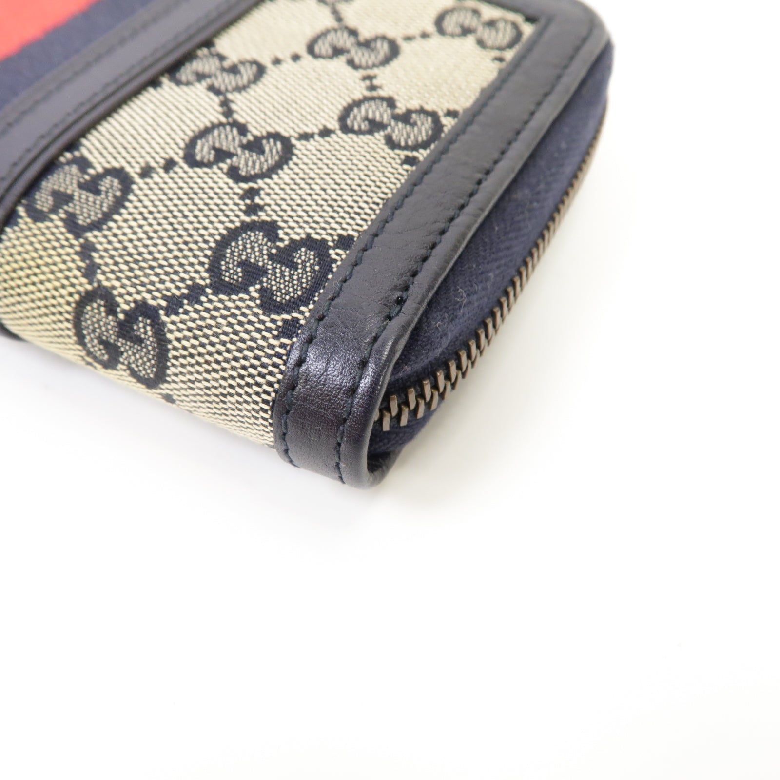 GUCCI 帆布Long Wallet金扣長錢包藍色米色