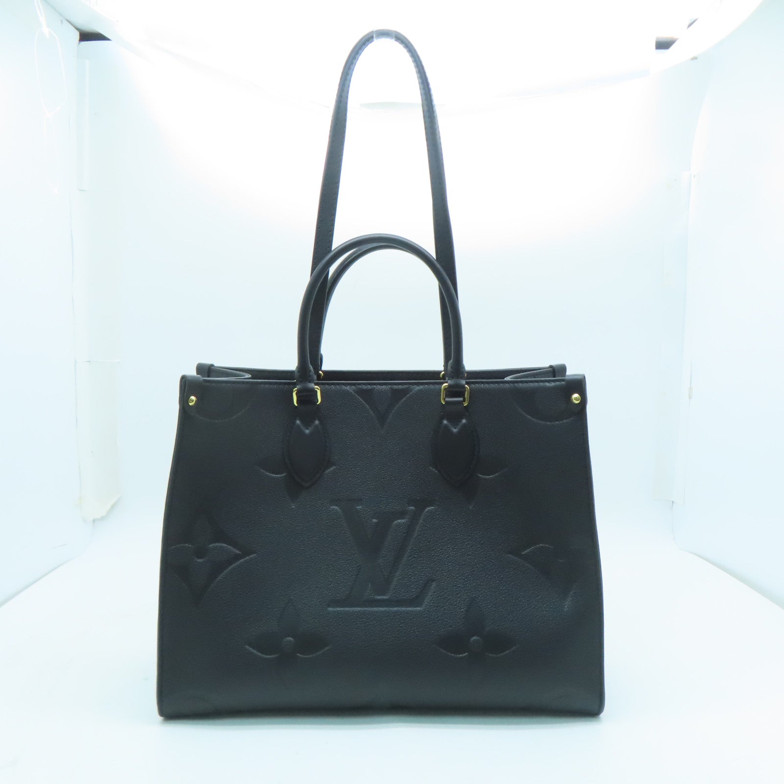 LOUIS VUITTON Monogram Empreinte OnTheGo MM金扣手挽肩背两用袋黑色