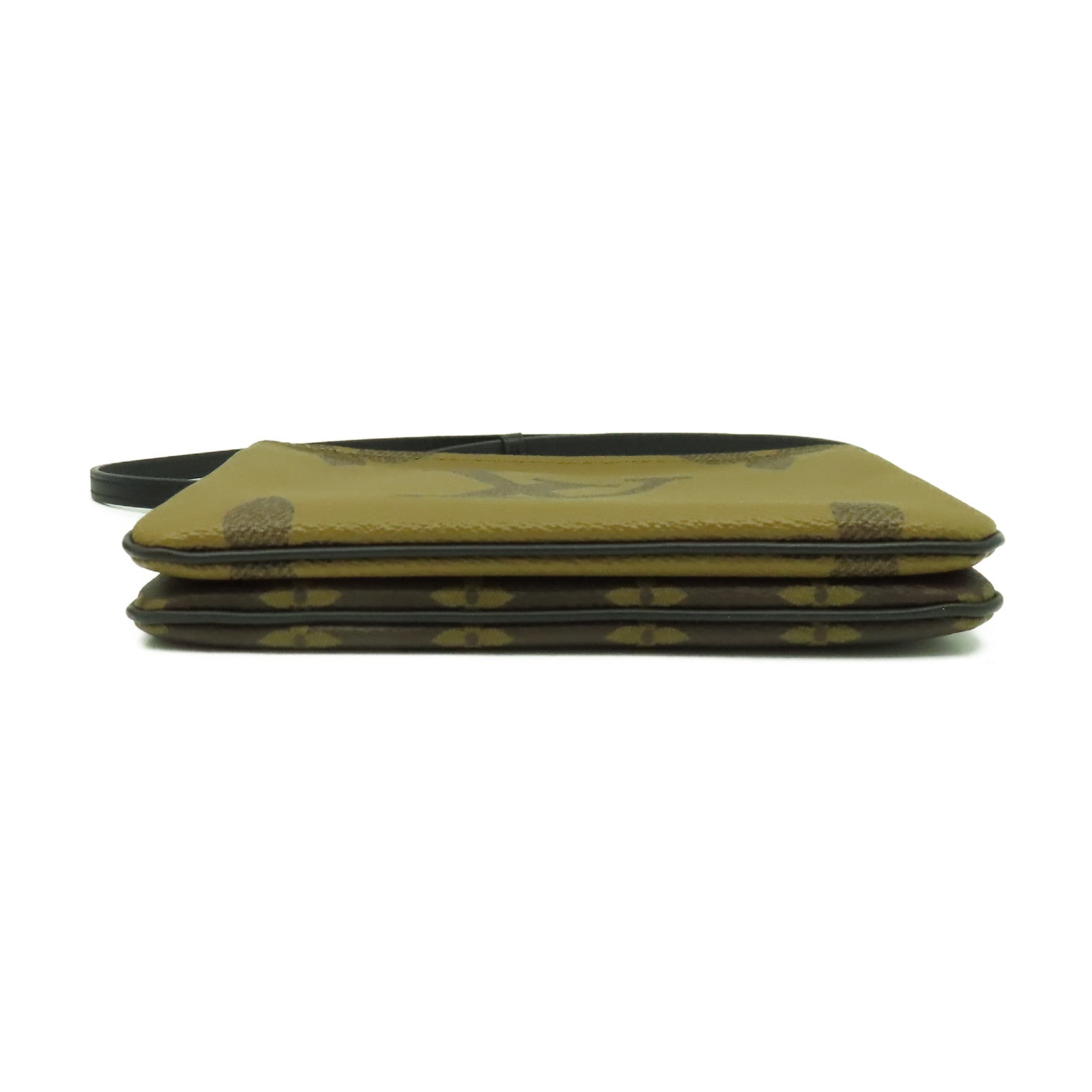 LOUIS VUITTON Monogram Double Zip Pochette肩背袋金扣啡色