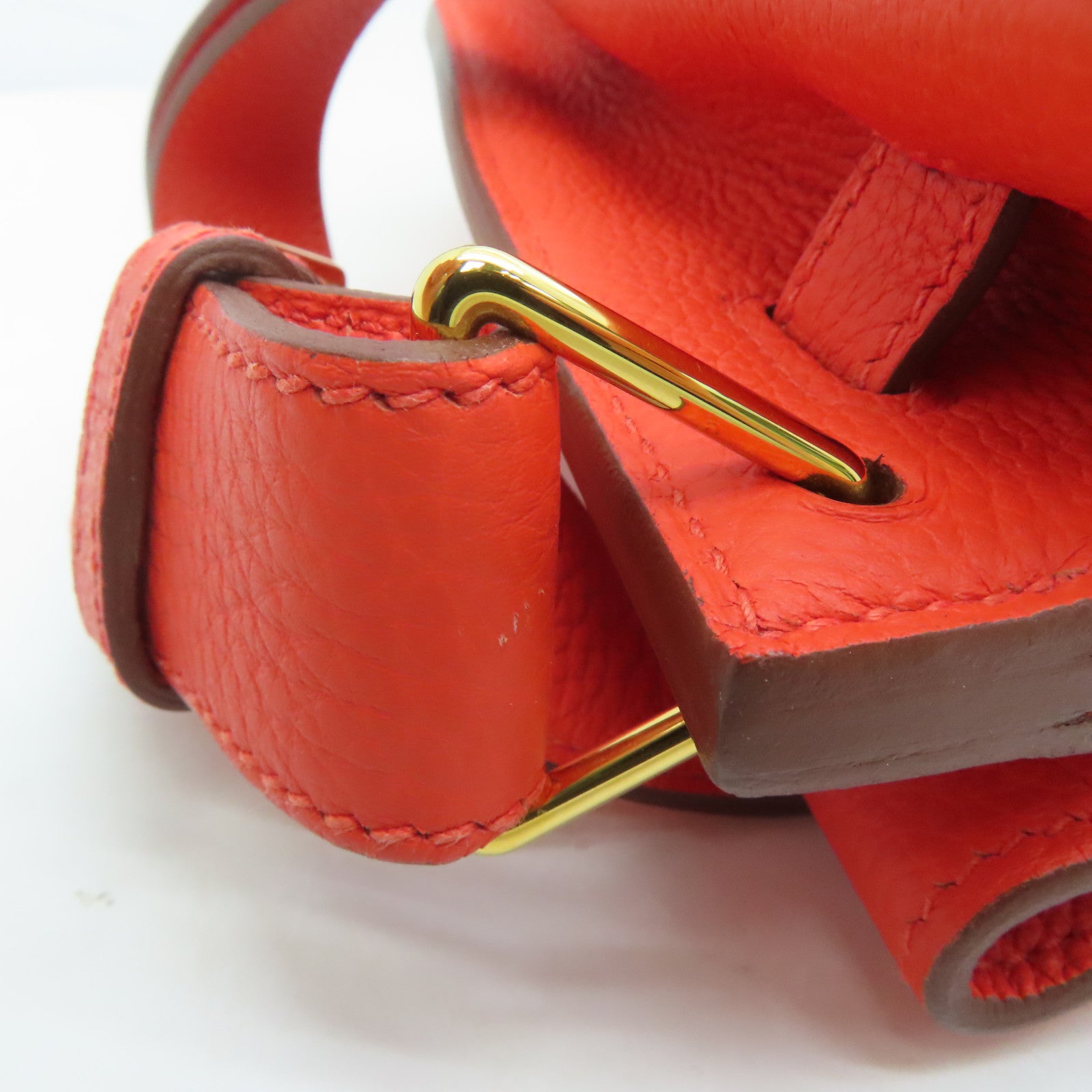 HERMES Togo皮革So Kelly 22 Shoulder Bag金扣肩背袋橙色9T