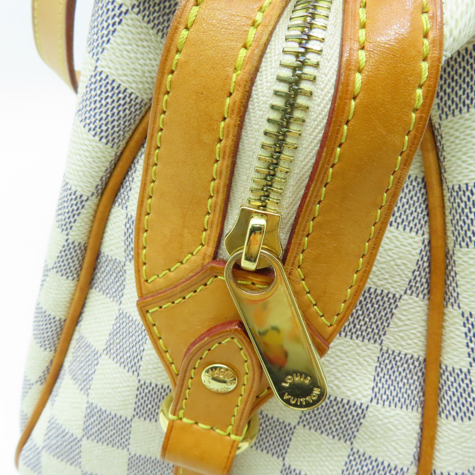 LOUIS VUITTON Damier Azur Stresa GM Gold Buckle Shoulder Bag White