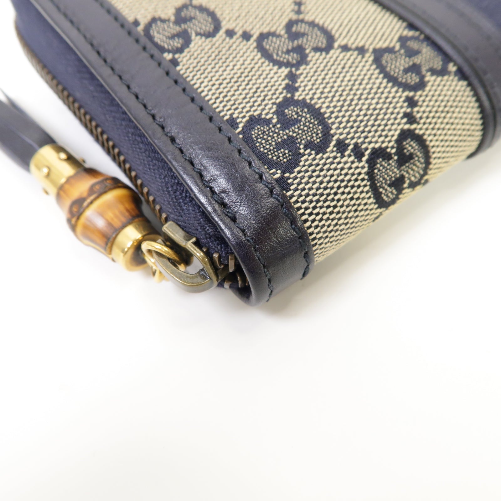 GUCCI 帆布Long Wallet金扣長錢包藍色米色
