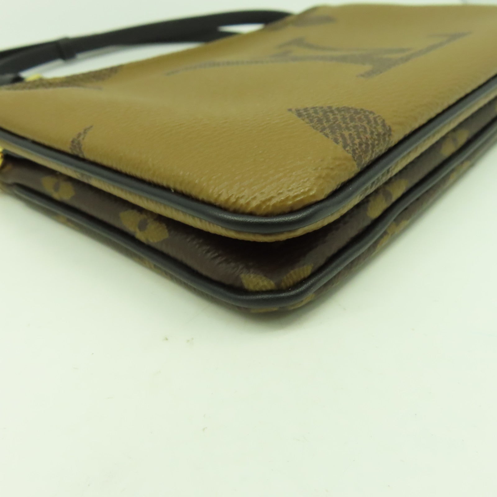 LOUIS VUITTON Monogram Double Zip Pochette肩背袋金扣啡色