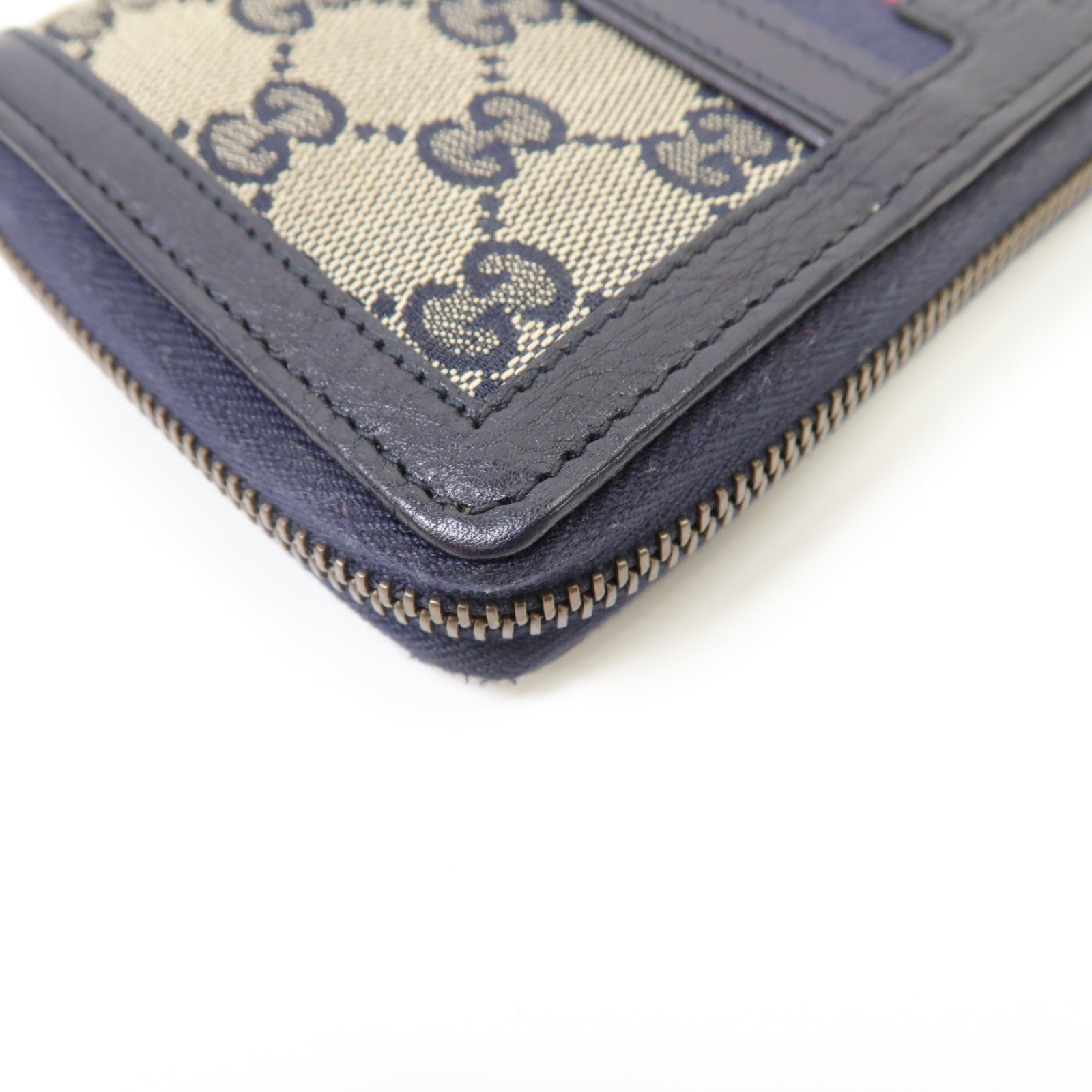 GUCCI 帆布Long Wallet金扣長錢包藍色米色