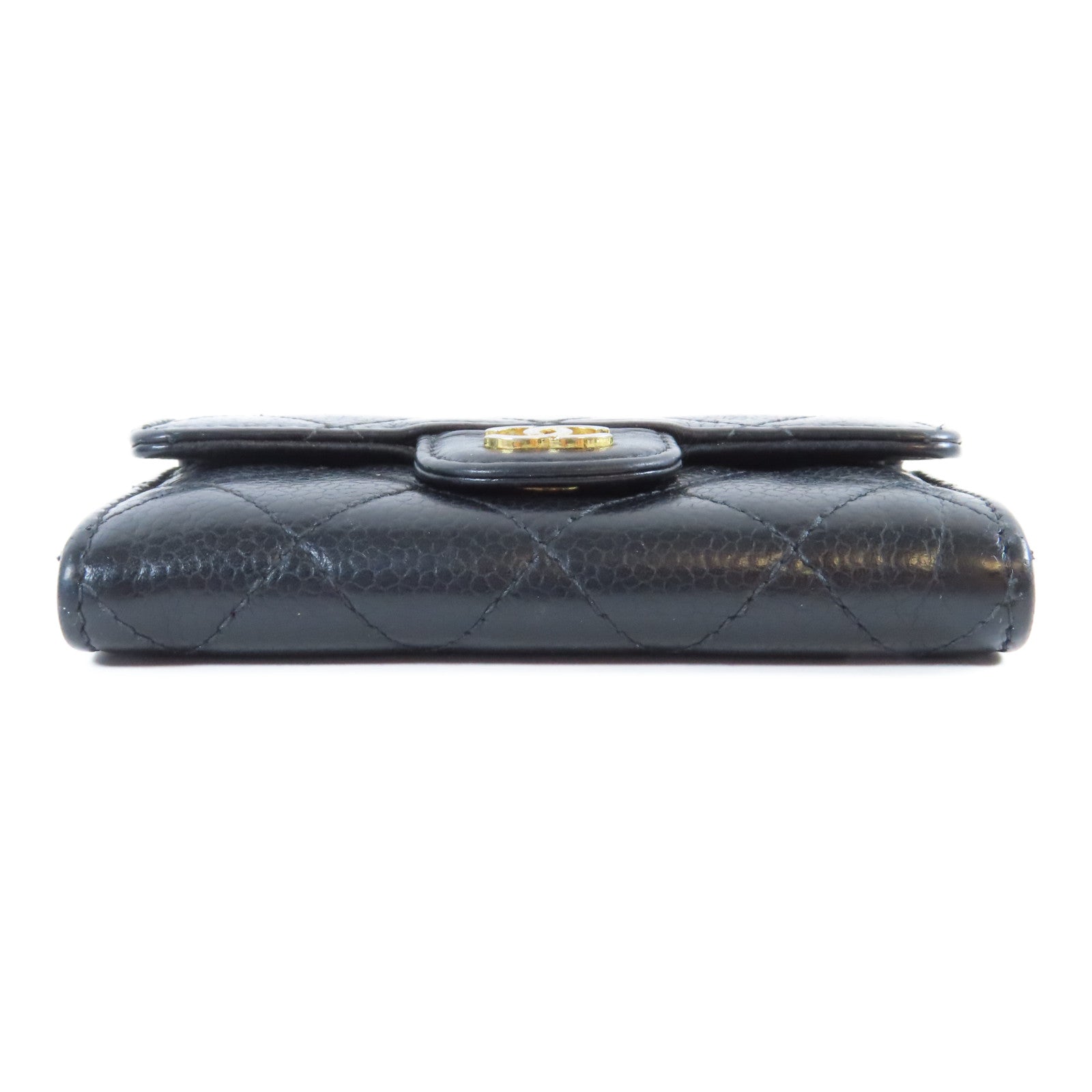 CHANEL 菱格Caviar皮革Card Case金扣卡片套黑色