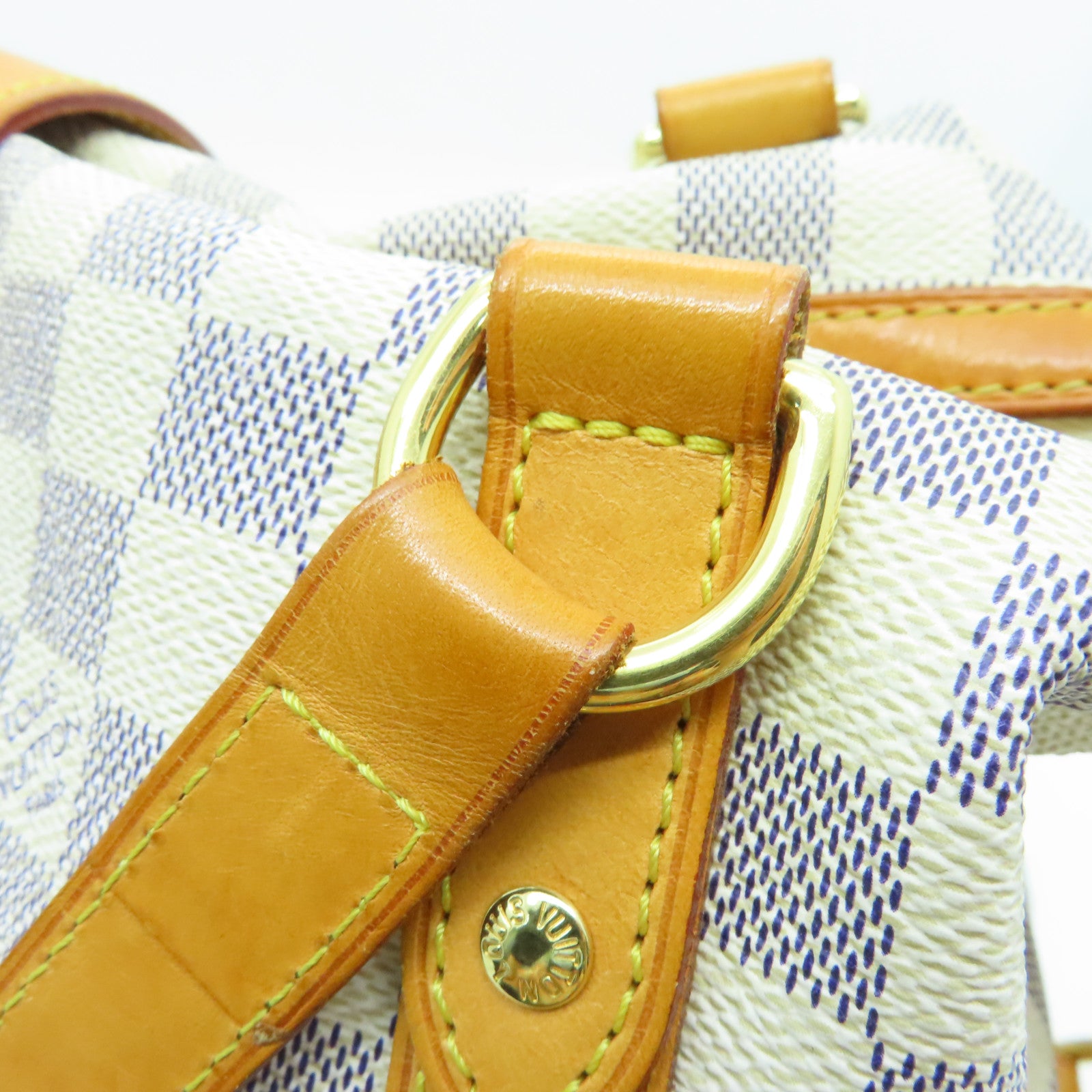 LOUIS VUITTON Damier Azur Stresa GM Gold Buckle Shoulder Bag White