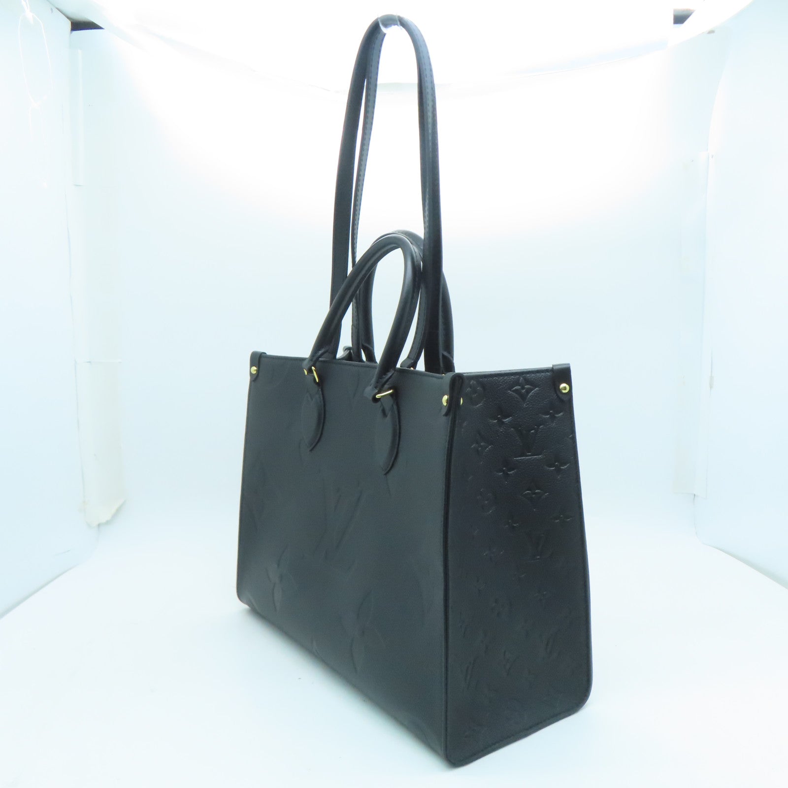 LOUIS VUITTON Monogram Empreinte OnTheGo MM金扣手挽肩背两用袋黑色