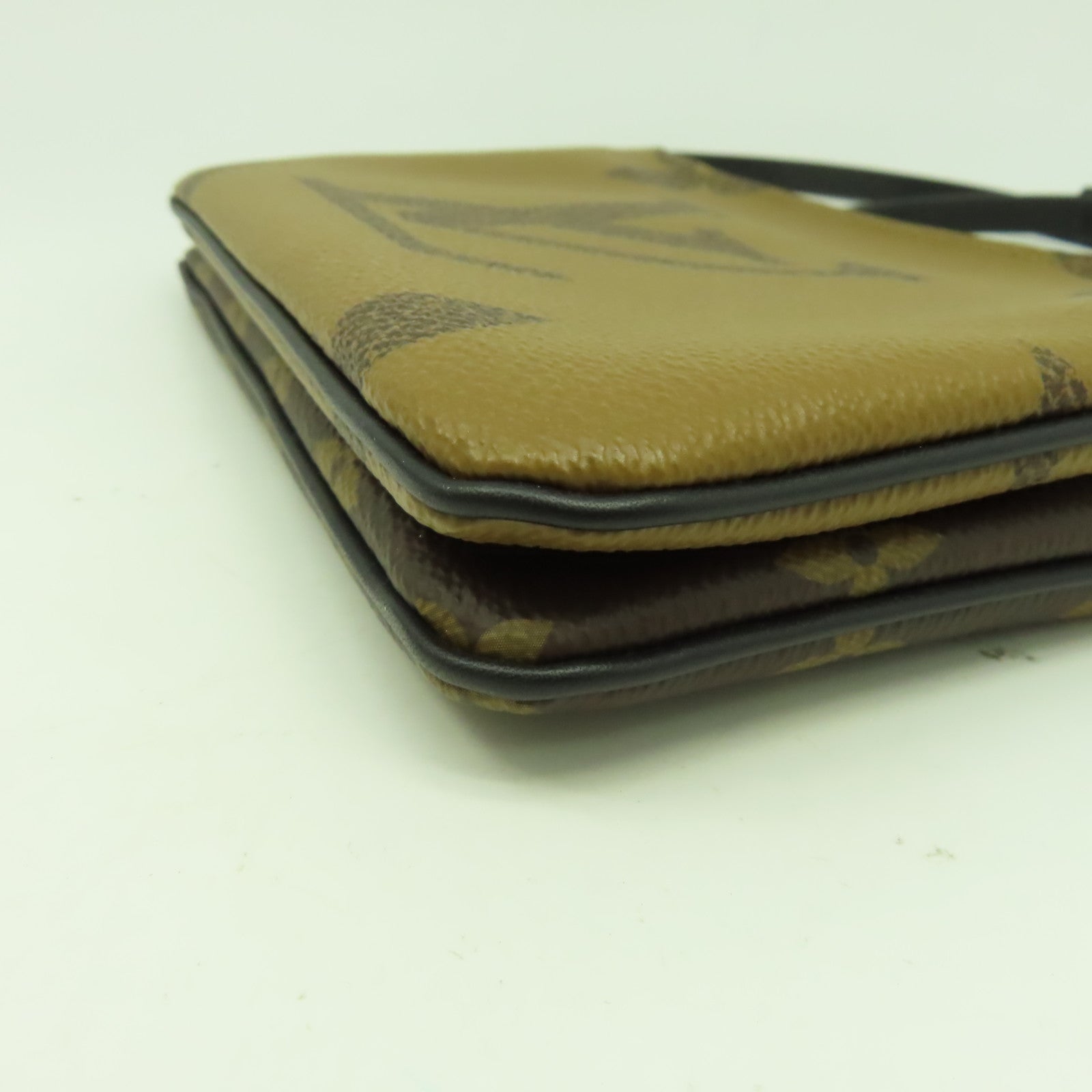 LOUIS VUITTON Monogram Double Zip Pochette肩背袋金扣啡色