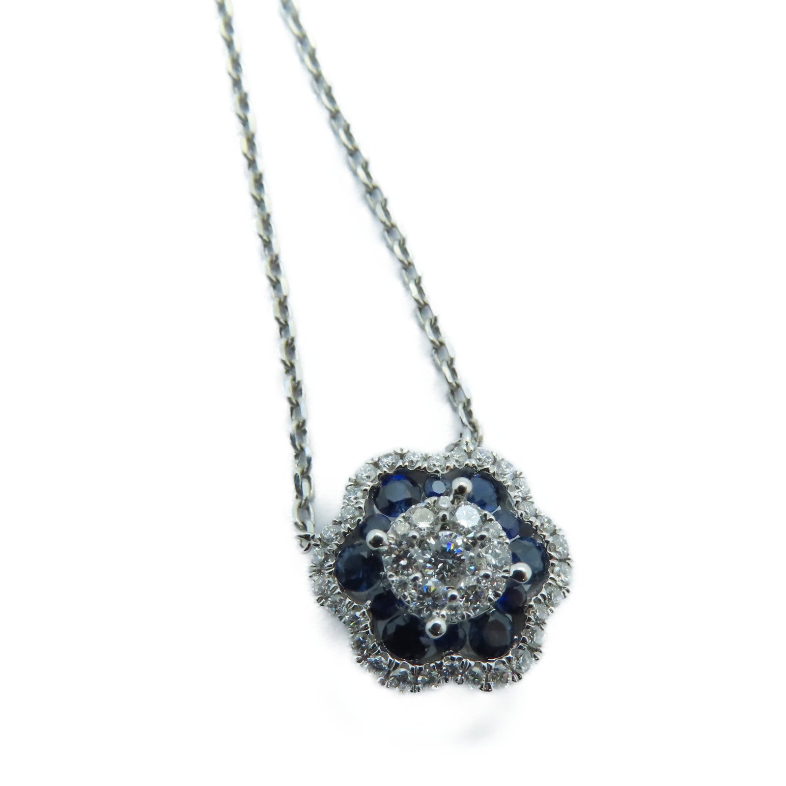 JEWELRY 【激减优惠】14K白金Sapphire Necklace 0.35ct蓝宝石/0.31ct钻石项链