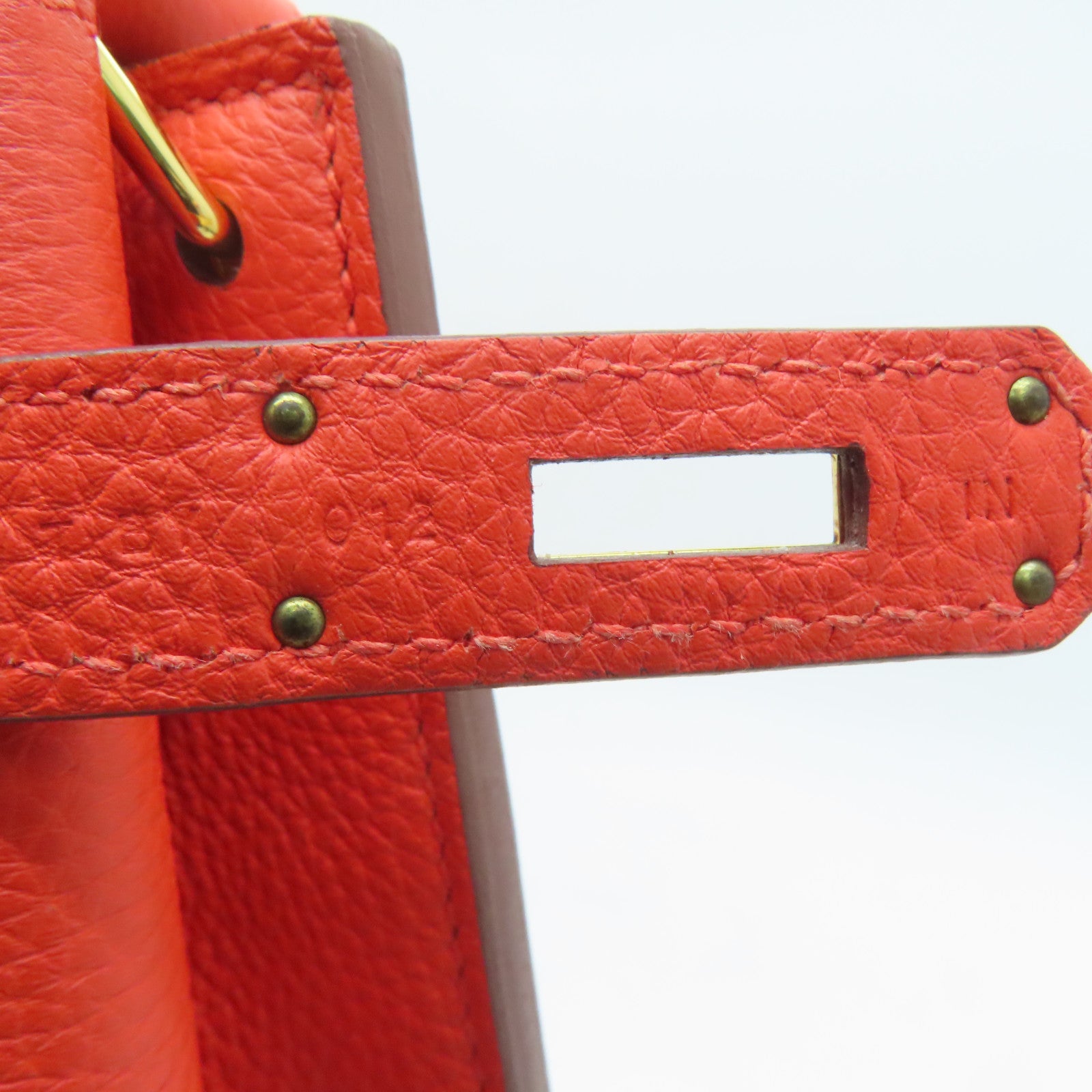 HERMES Togo皮革So Kelly 22 Shoulder Bag金扣肩背袋橙色9T