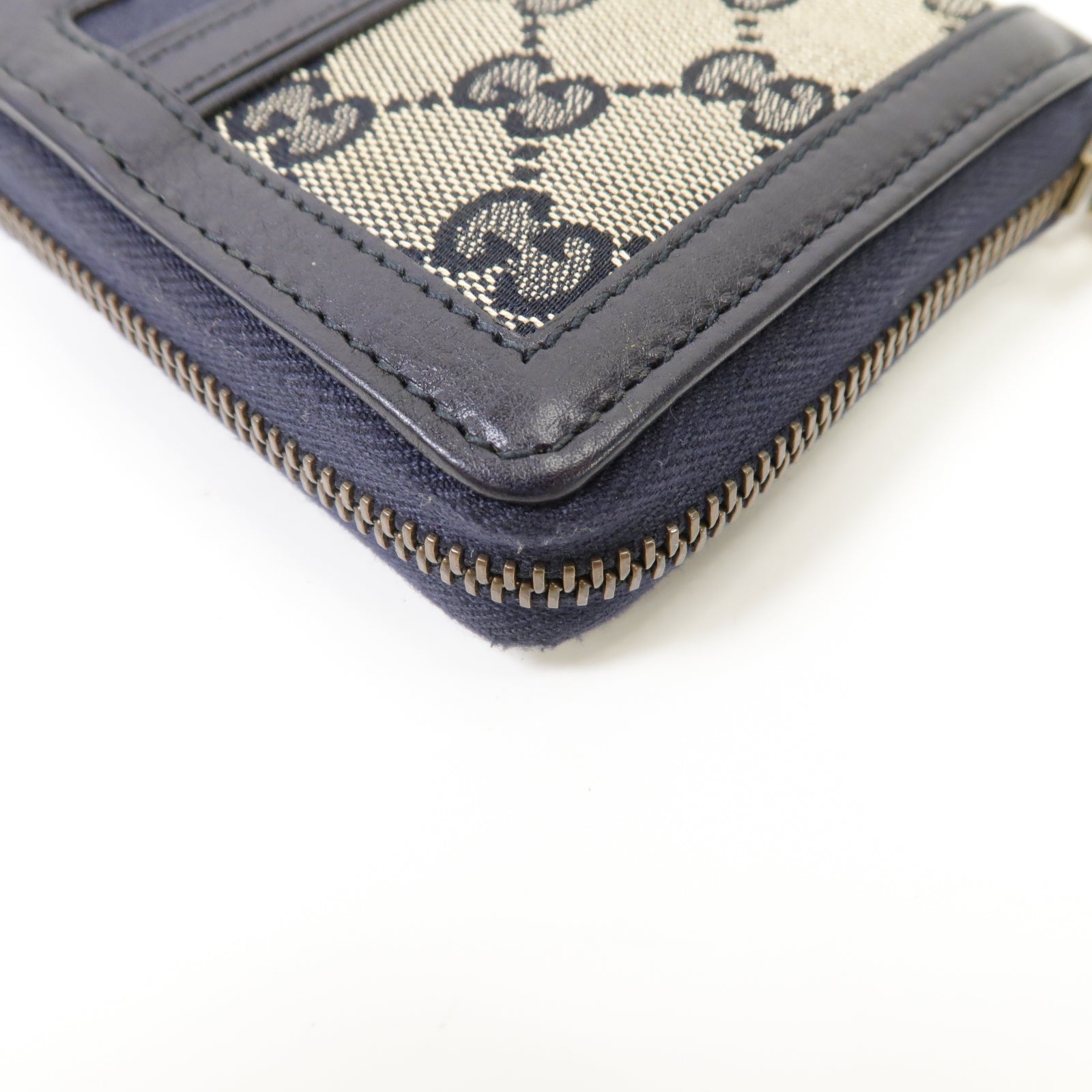 GUCCI 帆布Long Wallet金扣長錢包藍色米色