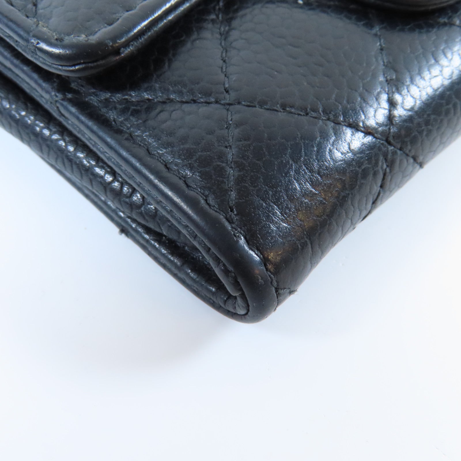 CHANEL 菱格Caviar皮革Card Case金扣卡片套黑色
