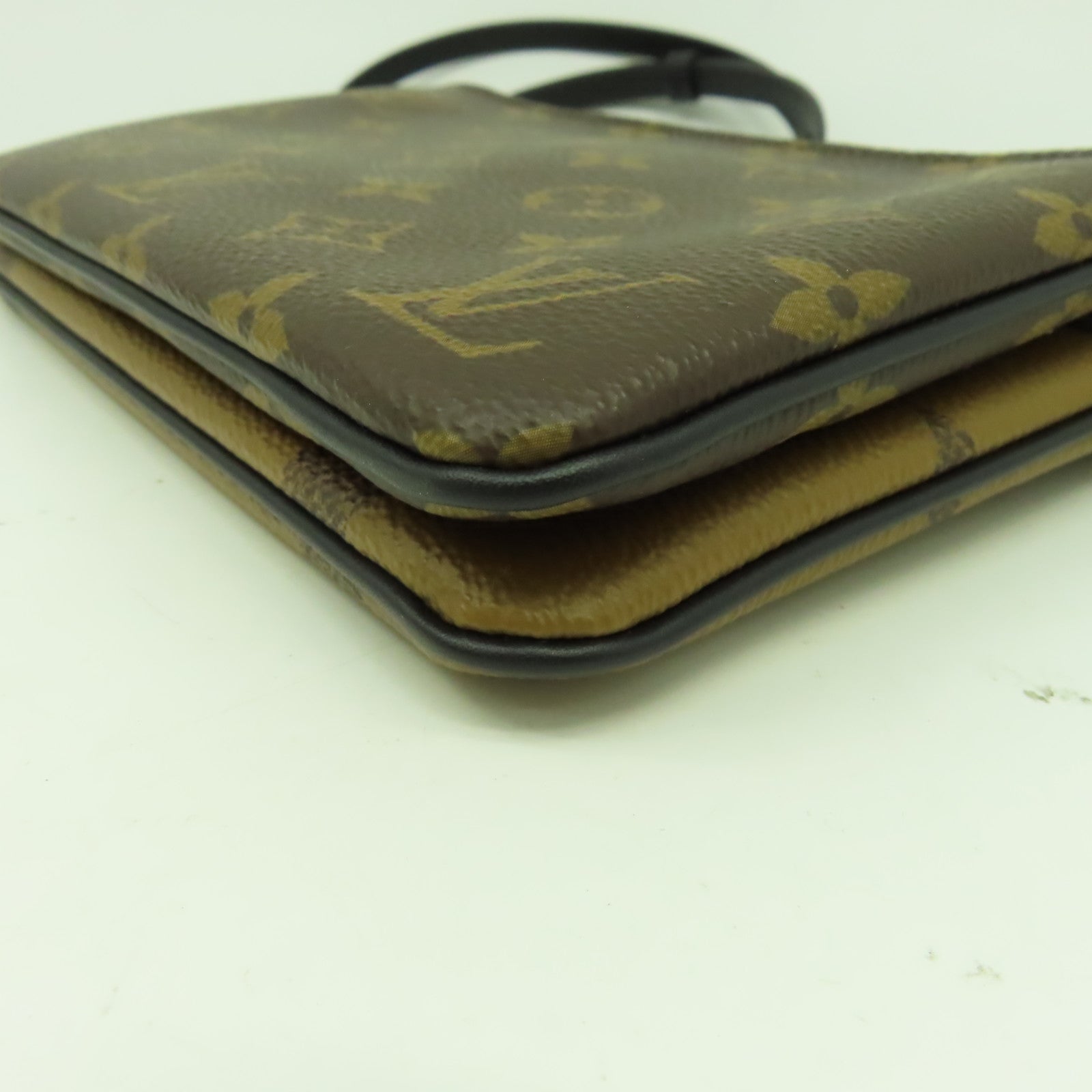 LOUIS VUITTON Monogram Double Zip Pochette肩背袋金扣啡色