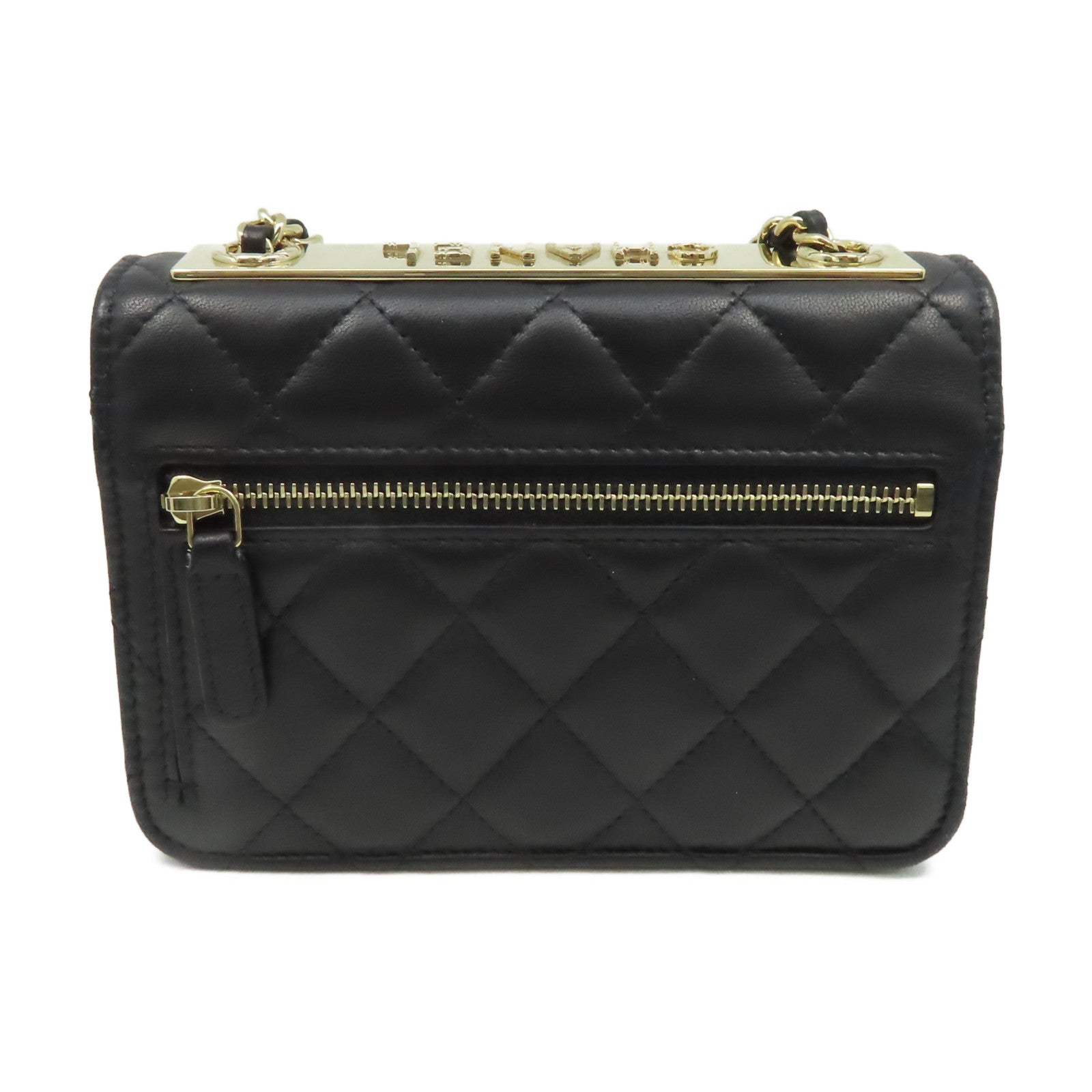 CHANEL 菱格羊皮皮革Trendy WOC Wallet On Chain金扣鏈帶肩背袋黑色