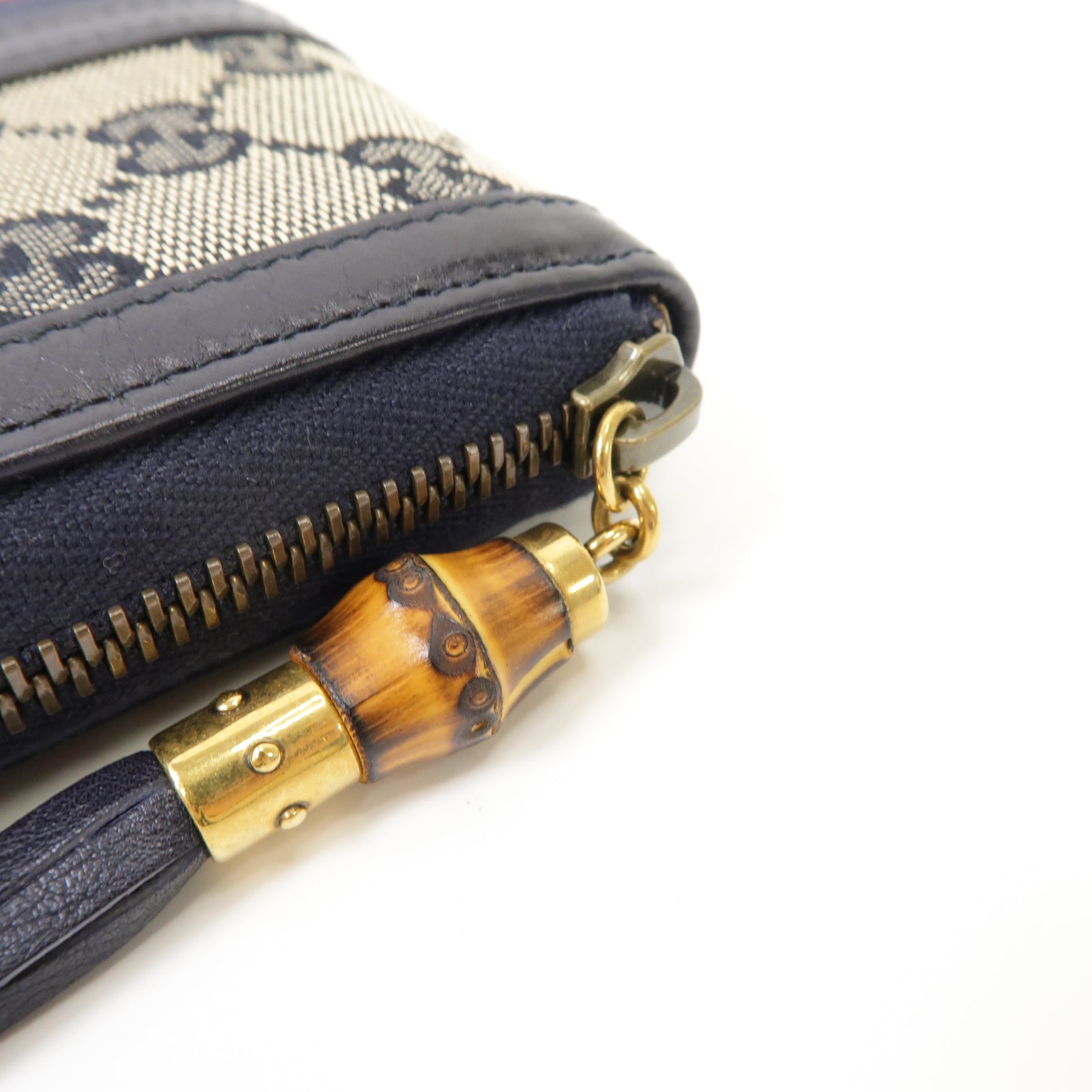 GUCCI 帆布Long Wallet金扣長錢包藍色米色