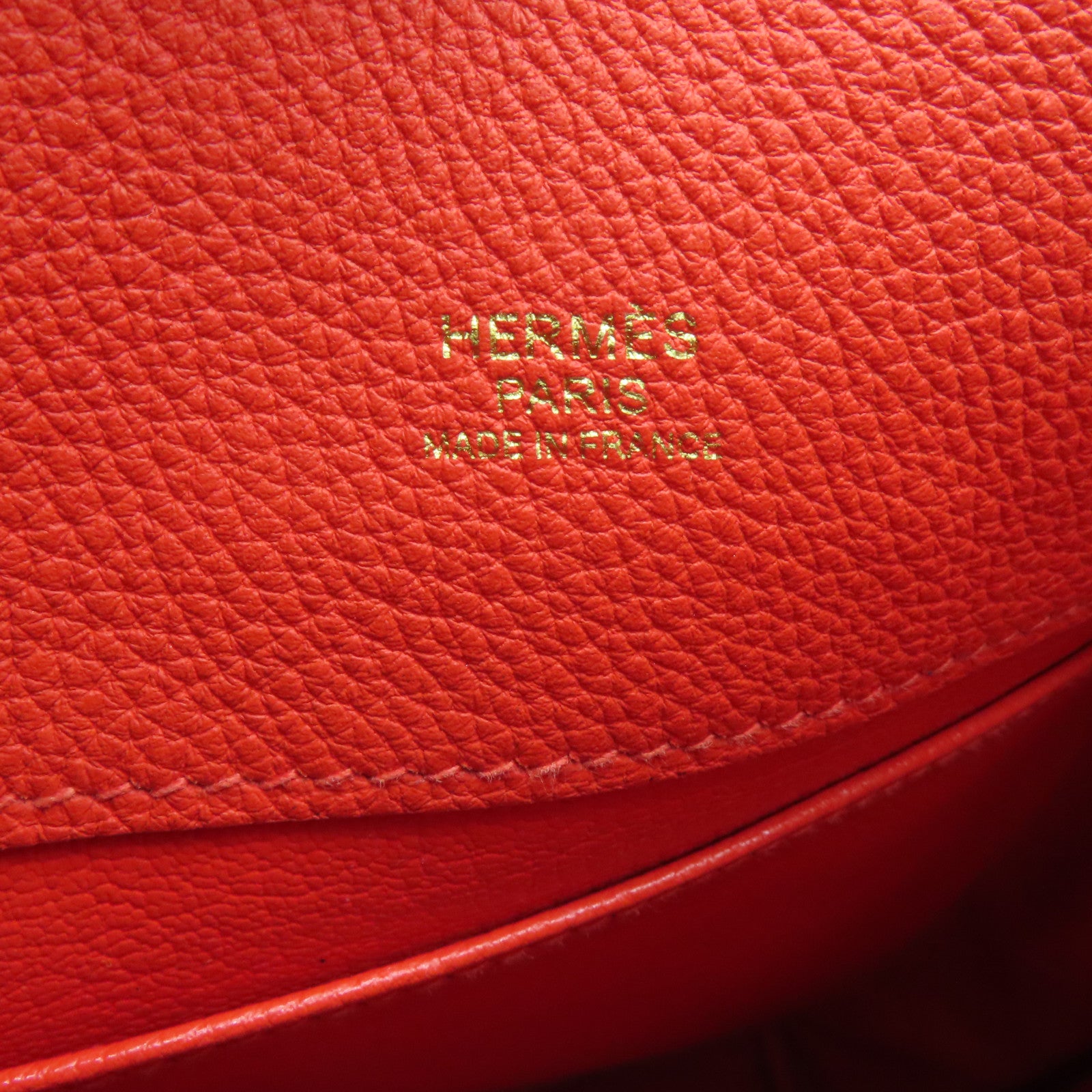 HERMES Togo皮革So Kelly 22 Shoulder Bag金扣肩背袋橙色9T