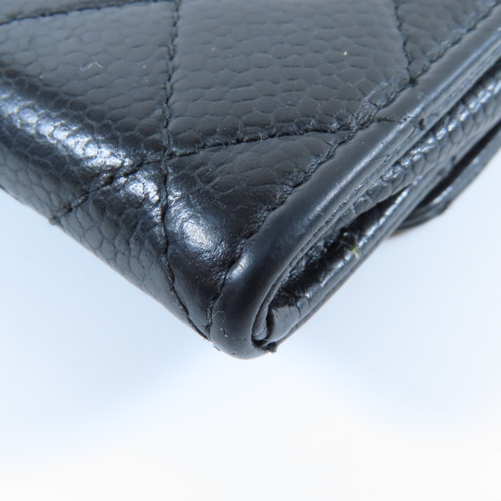 CHANEL 菱格Caviar皮革Card Case金扣卡片套黑色