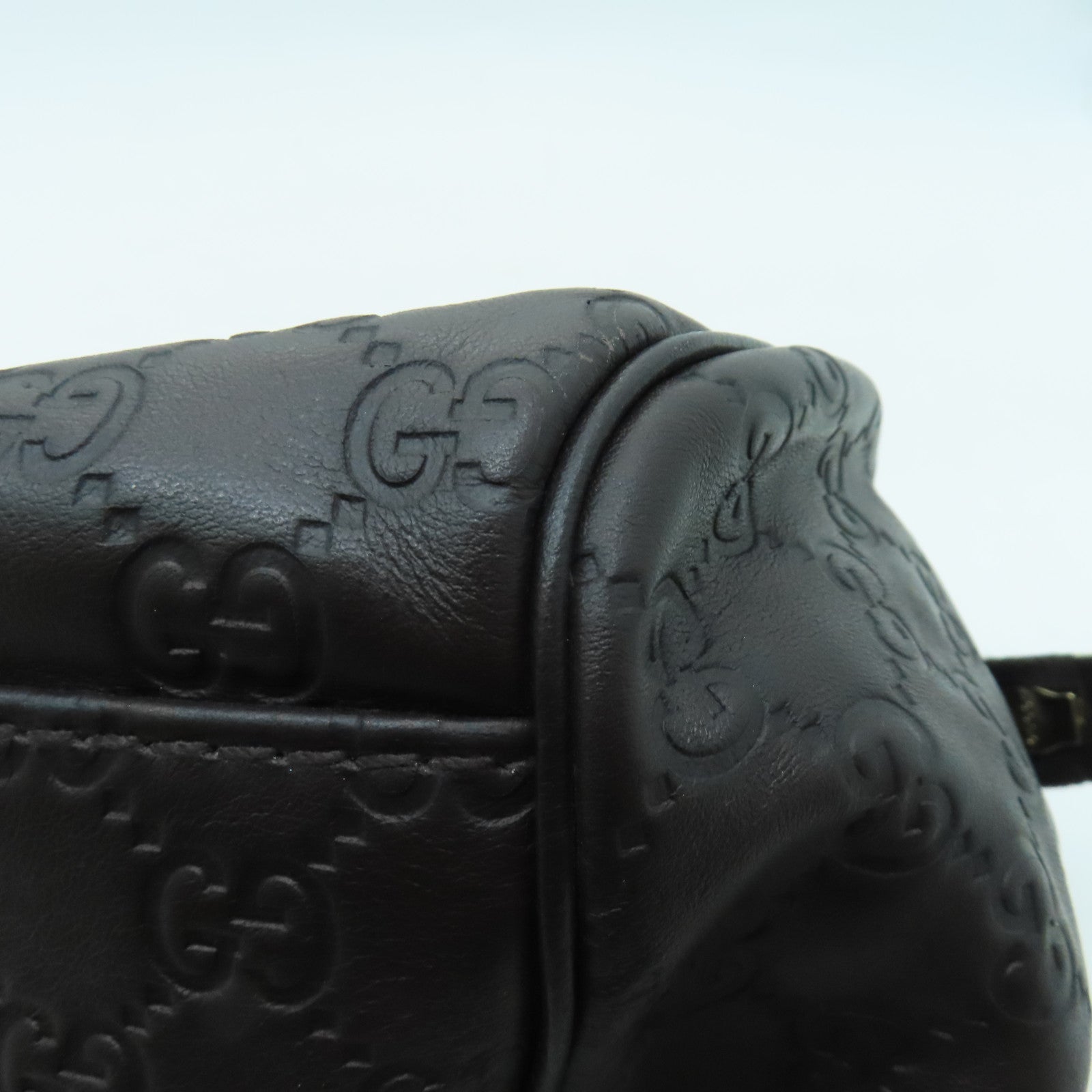 GUCCI cowhide leather 2way Shoulder gold buckle handle shoulder bag brown