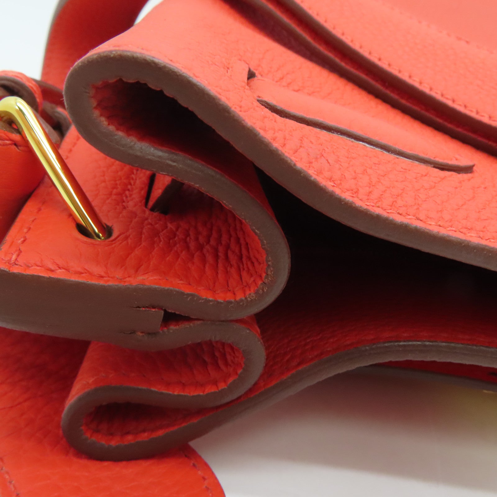 HERMES Togo皮革So Kelly 22 Shoulder Bag金扣肩背袋橙色9T