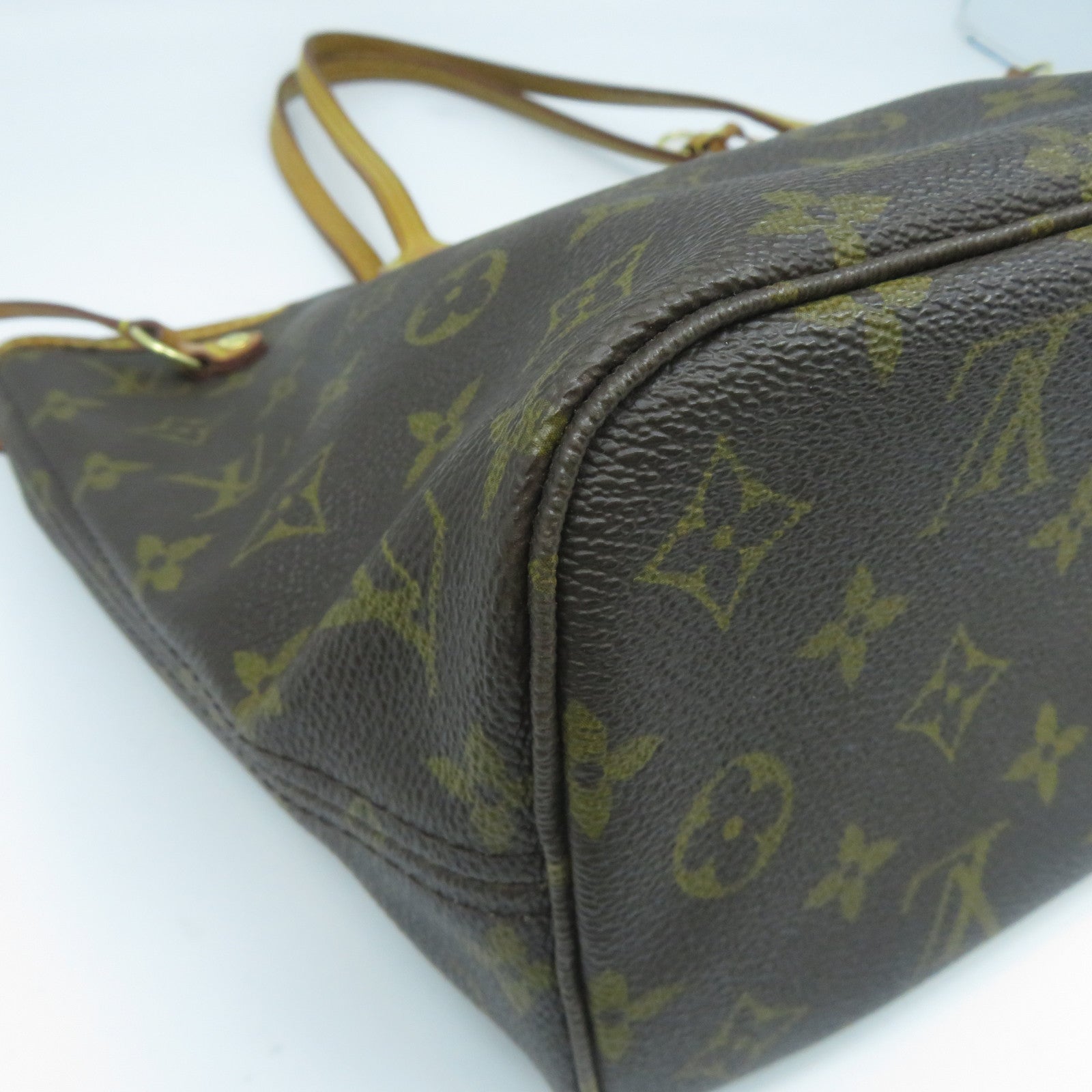 LOUIS VUITTON Monogram Neverfull PM金扣手挽袋啡色