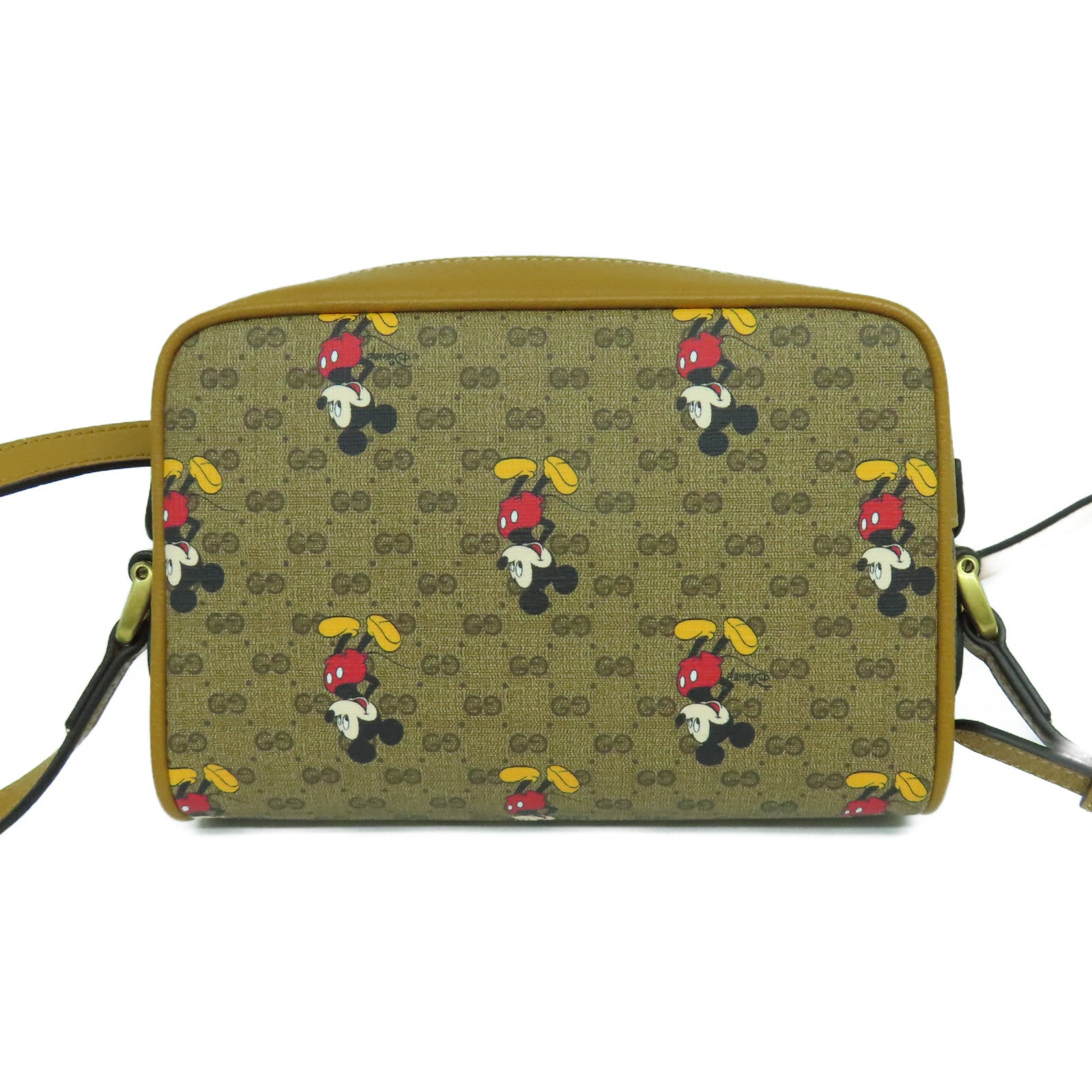 GUCCI 塗層帆布Disney Shoulder Bag金扣肩背袋啡色
