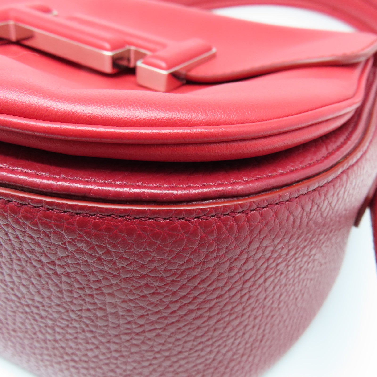 TOD'S 牛皮皮革Shoulder Bag银扣肩背袋红色