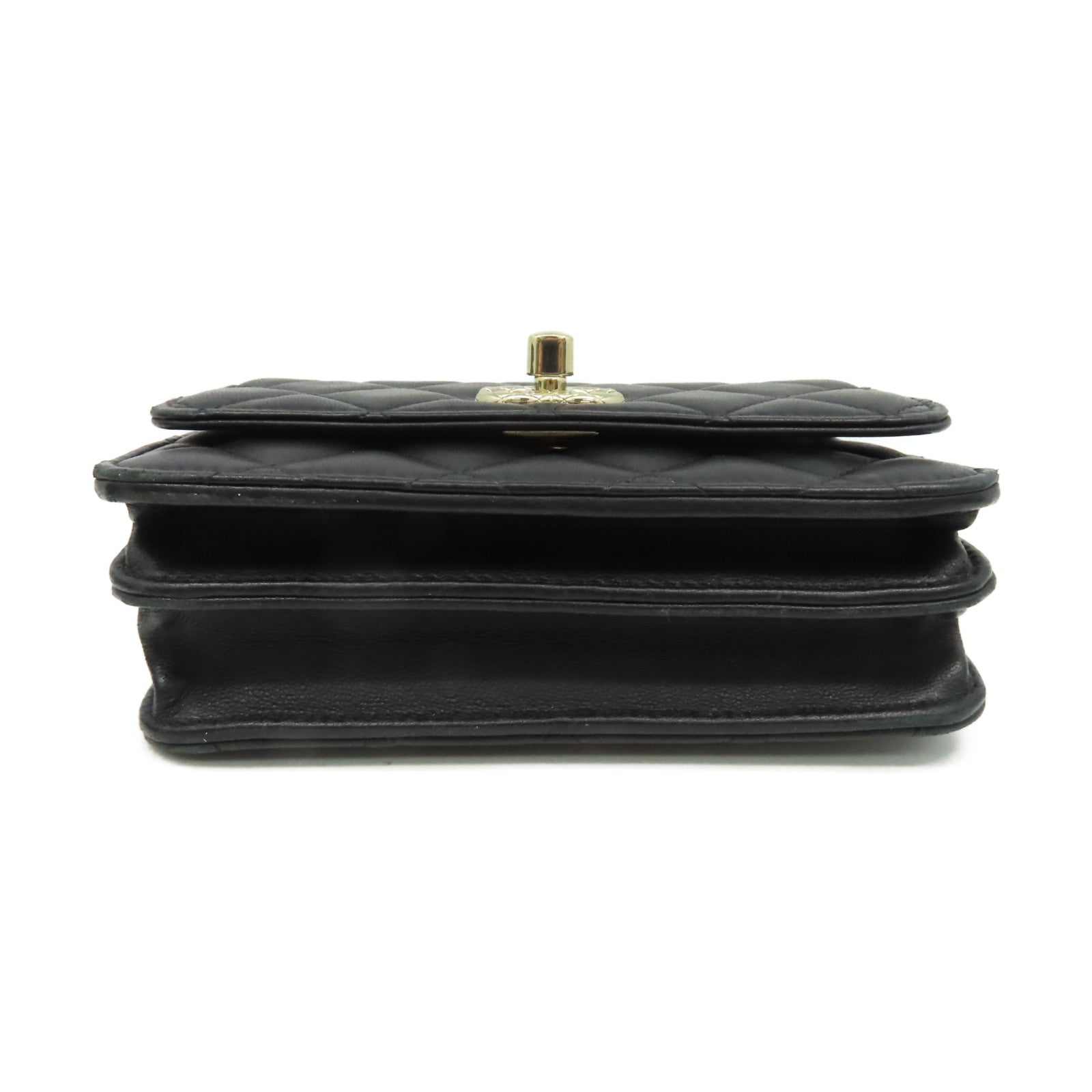 CHANEL 菱格羊皮皮革Trendy WOC Wallet On Chain金扣鏈帶肩背袋黑色